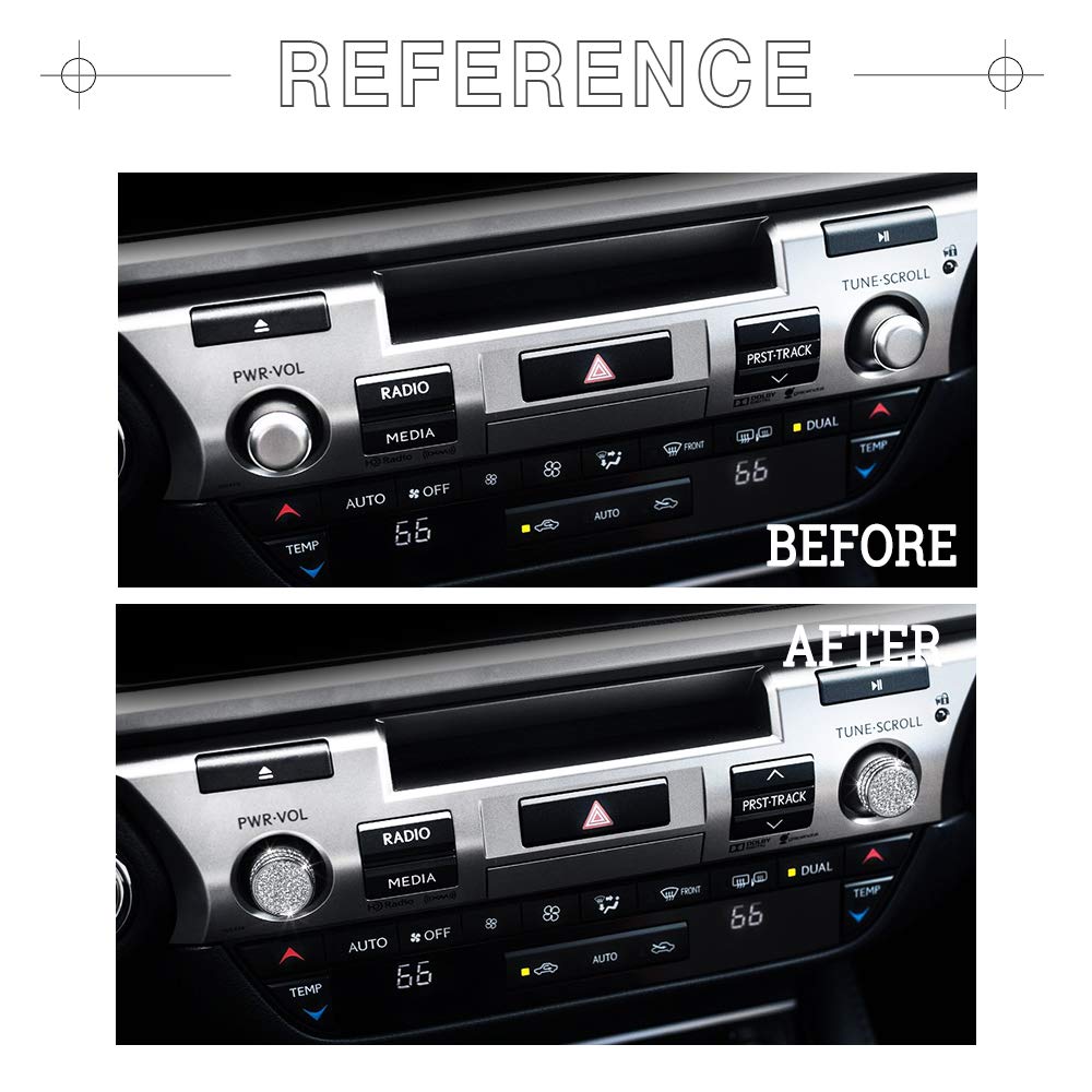 1797 Compatible Volume Knob Cap For Lexus Accessories Bling Parts Es Nx 300 350 2018 2019 Covers Decals Stickers Pwr Vol Tune Scroll Knob Interior Inside Decoration Women Men Crystal Cute Silver