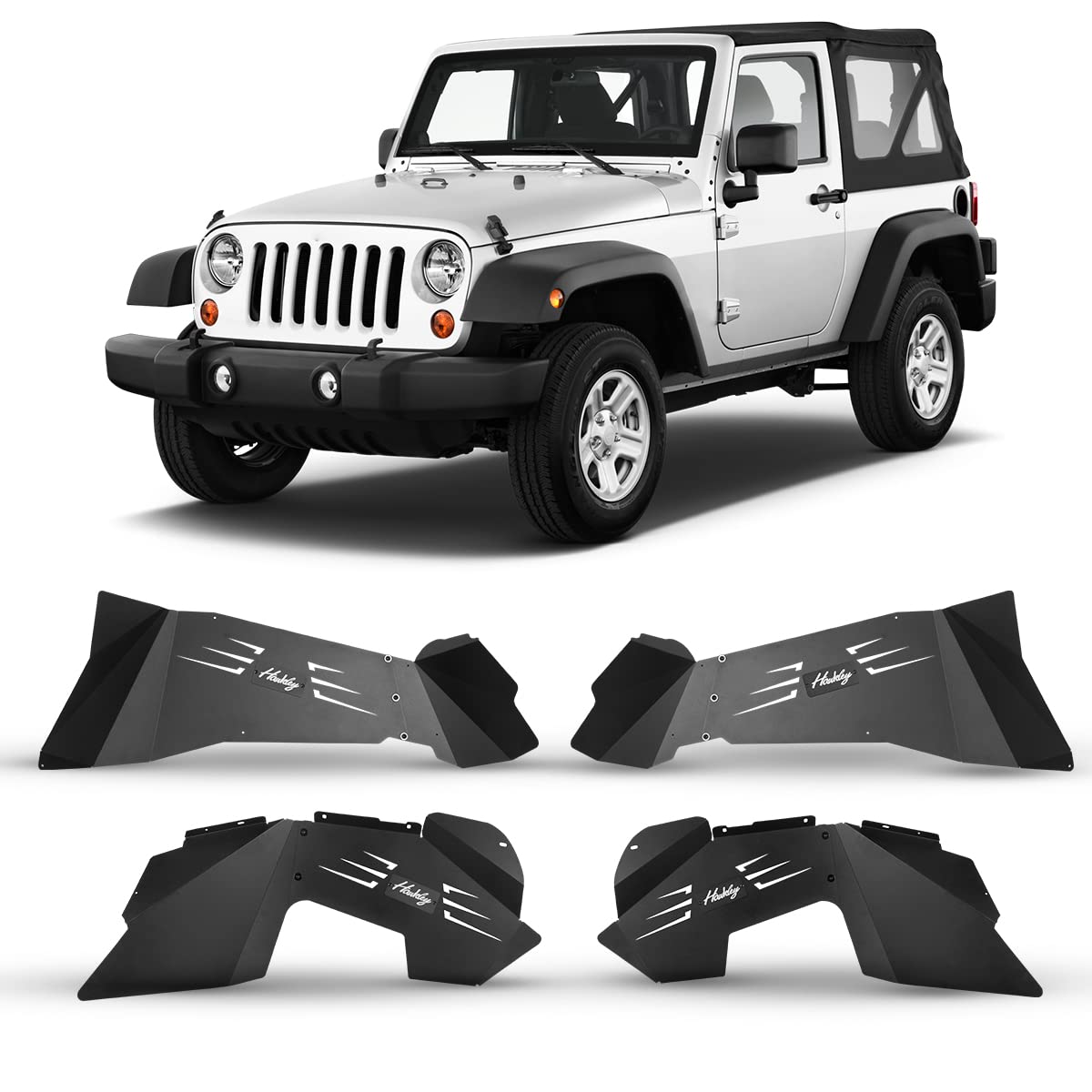 Wrangler Jk Inner Fender Liners For Jeep Wrangler 2007-2018 Jk/Jku Unlimited Sport Sahara Rubicon 2Wd 4Wd, Front Rear Alloy Steel Inner Fender Flares Wheel Well Cover Splash Guards Liners - 4Pcs Set