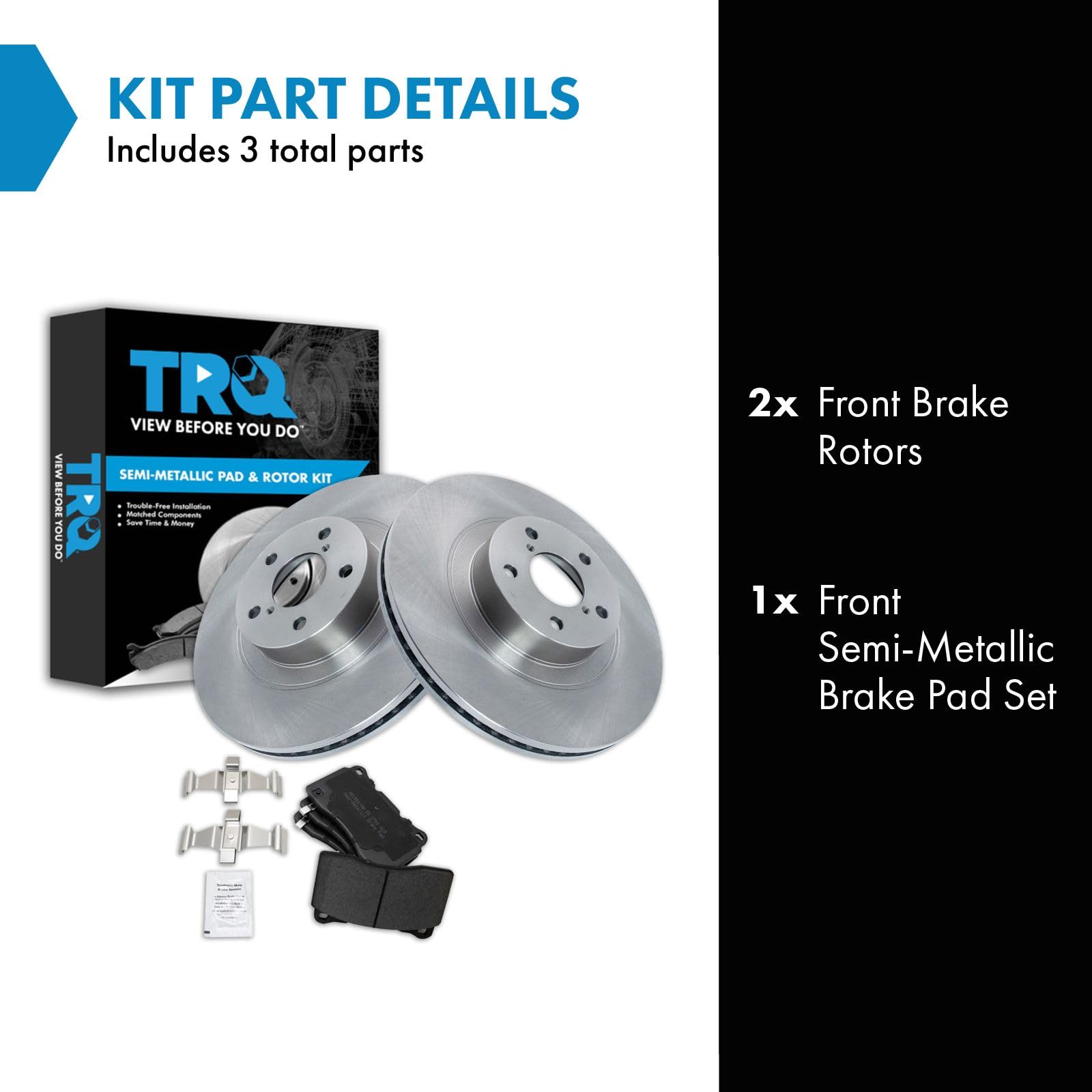 Trq Front Brake Pad & Rotor Kit Brake Pads Brake Rotor Semi-Metallic Compatible With 2019 Toyota 86