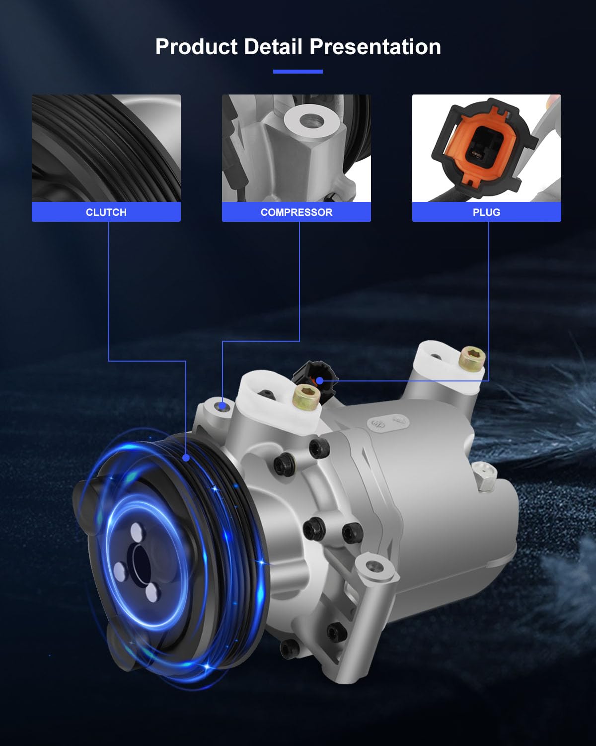 Eccpp A/C Compressor With Clutch 2005-2019 For Nissan Frontier Xterra 4.0L 2009-2012 For Suzuki Equator 4.0L Ac Compressor