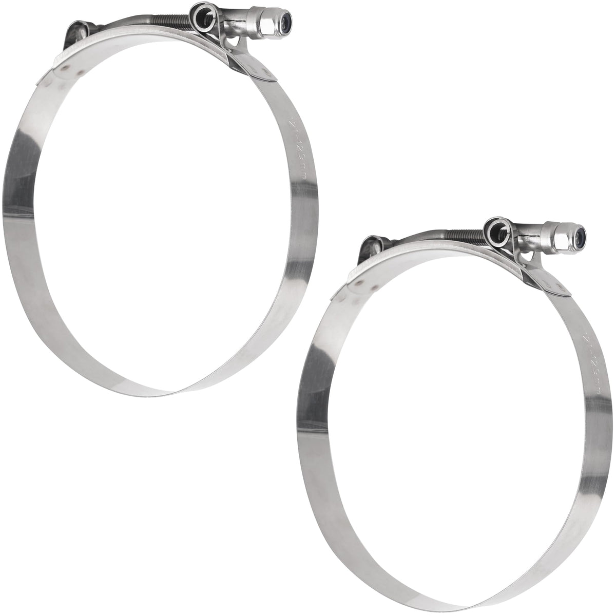 BlueStars 2-Pack 4.5 T-Bolt Hose Clamps with Working Range 121mm - 129mm, 304 Stainless Steel - for Automotive, Industrial, Ma