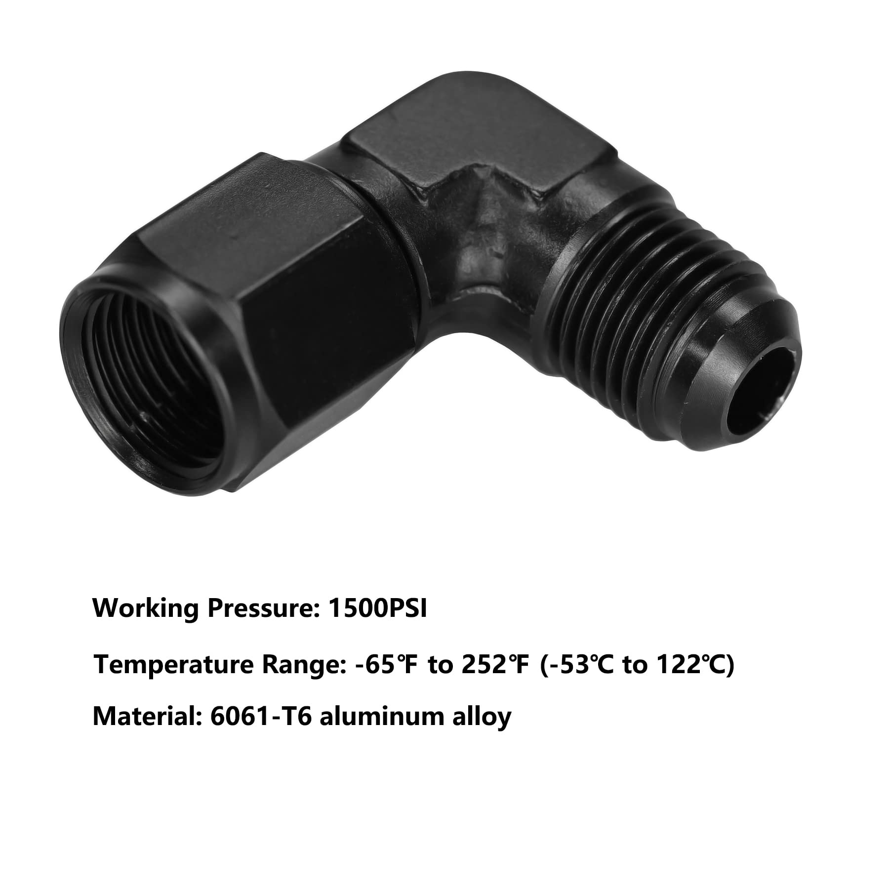 Ucreative 6An Female To An6 Male Flare 90 Degree Swivel Fitting Adapter Aluminium Black 2Pcs