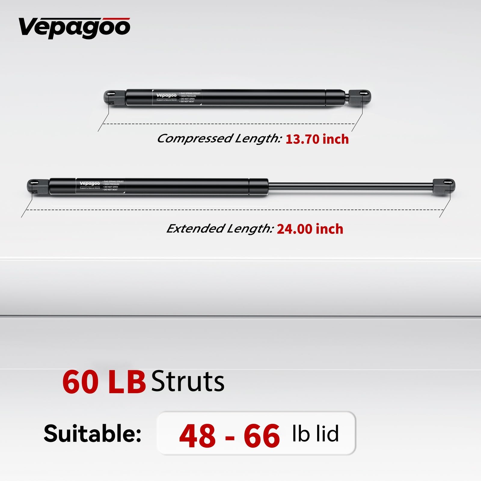 Vepagoo 24Inch 60Lb/267N Gas Struts Shocks Lift Support Spring For Tonneau Cover Truck Pickup Bed Rv Door Replacement Sturt Se24