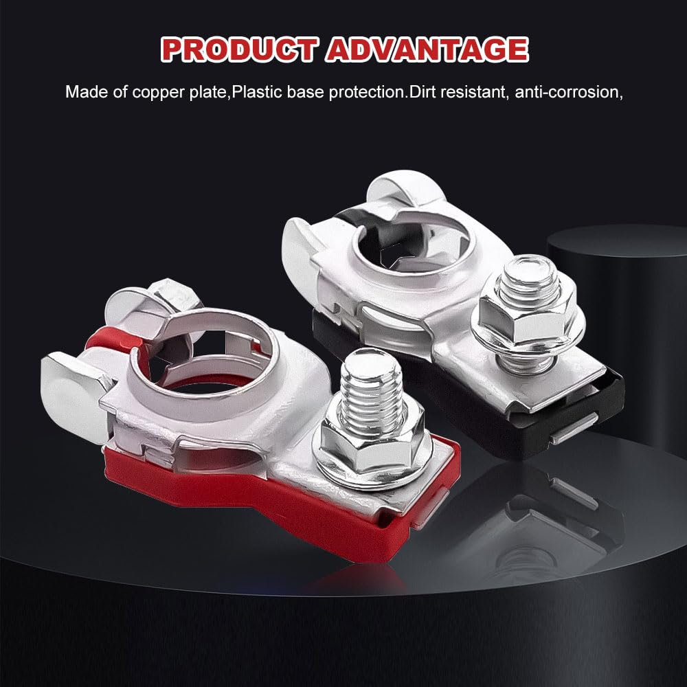 Hevle 2Pcs Battery Terminals For Nissan, 243407F000 243407F001 Battery Terminal Connector, Top Post Batteries Connectors With Pl