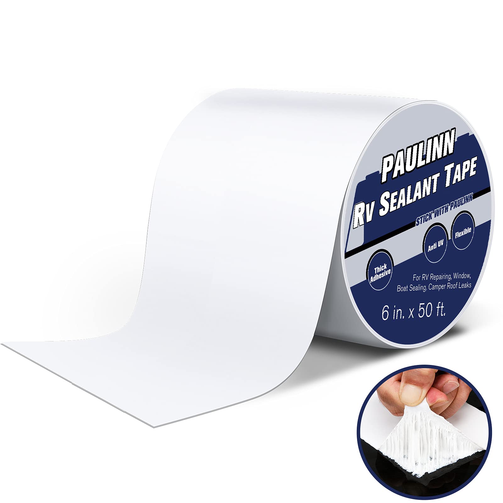 Paulinn Rv Roof Sealant Tape, 6 Inch X 50 Foot Natural White Roofing Repair Tape, Uv & Weatherproof Roof Seal Tape For Rv Camper