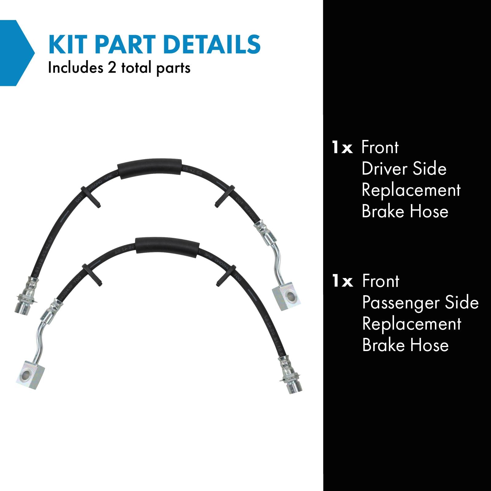 Trq Front Brake Hose Set Compatible With 2011-2021 Dodge Durango 2011-2015 Jeep Grand Cherokee