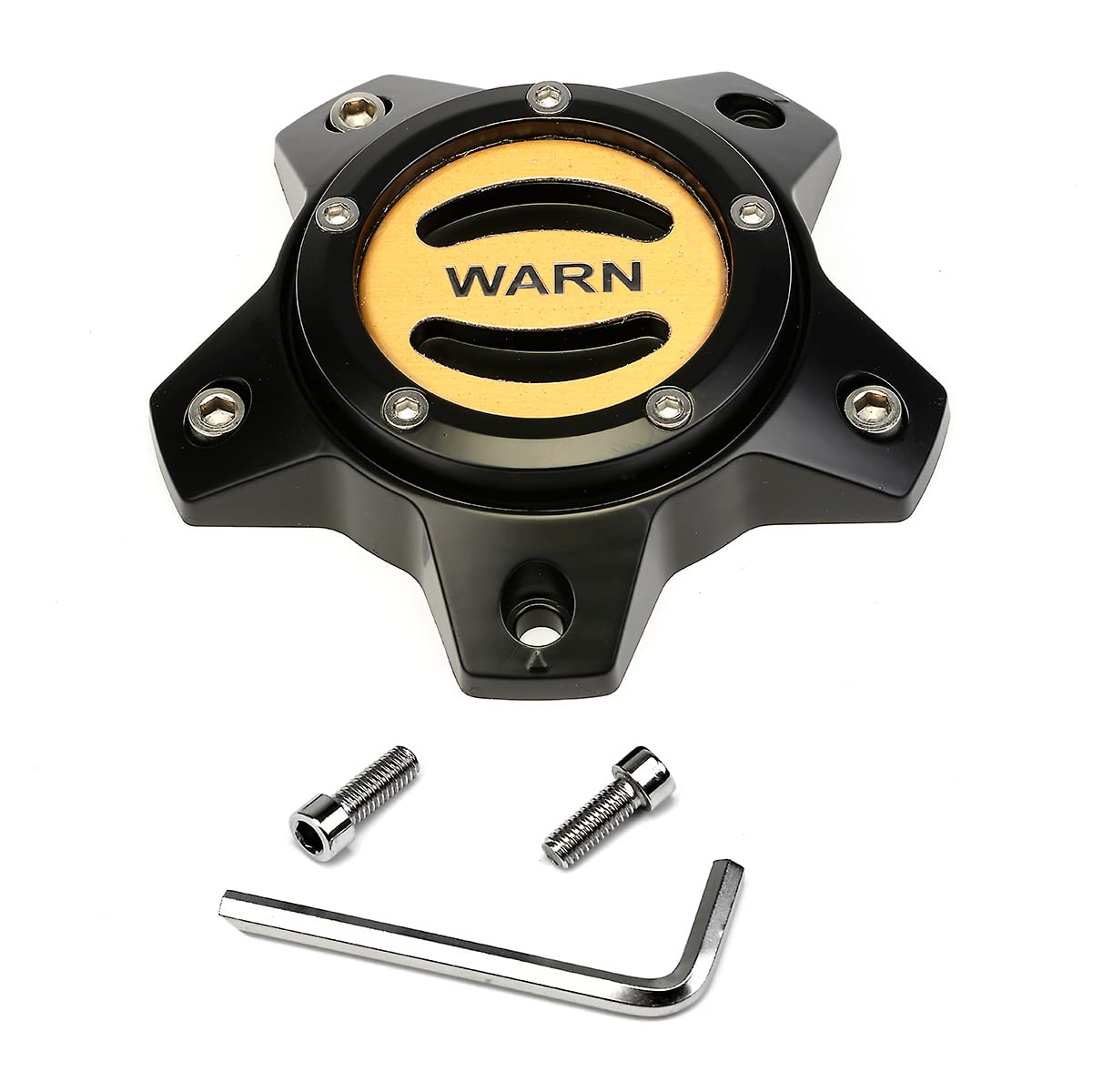 Warn 106681 Wheel Hub Center Caps (Black/Gold), Fits: Warn Wheels