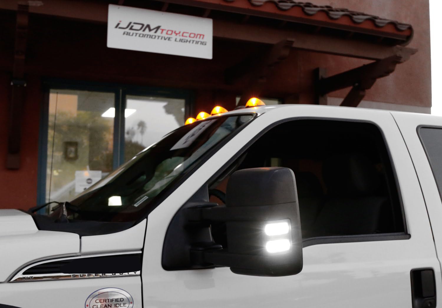 Ijdmtoy Smoked Lens Switchback Led Side Mirror Marker Lamps Compatible With 2008-16 Ford F250 F350 F450 Super Duty, (2) Smoked Lens, White Led Parking Light, Amber Led Turn Signal Light