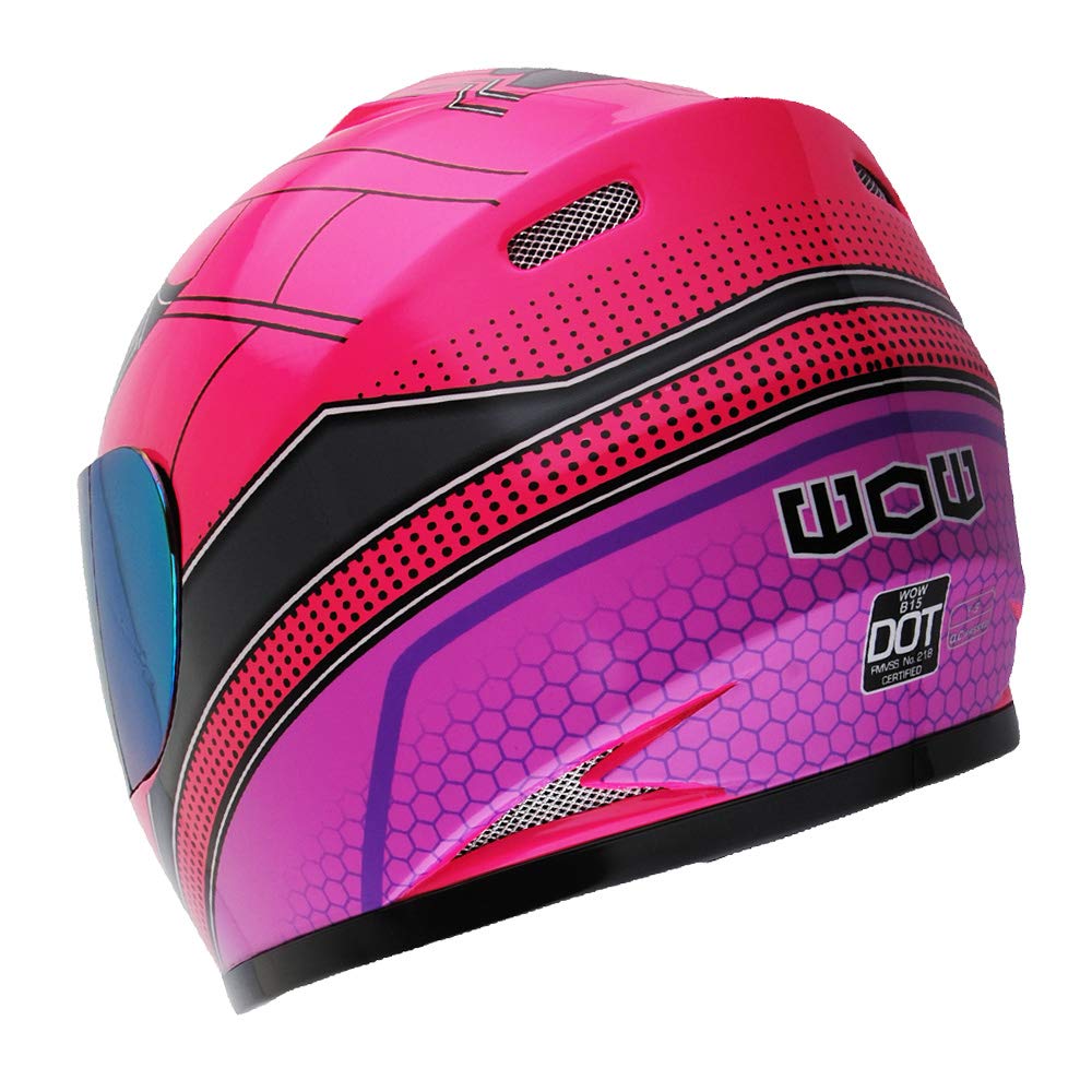 Wow Motorcycle Full Face Helmet Street Bike Bmx Mx Youth Kids Spider Pink