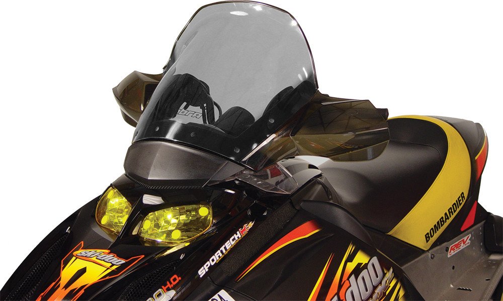 PowerMadd 13042 Cobra Windshield for Ski Doo Rev Fairing Mount - Tinted with black edge - Tall height