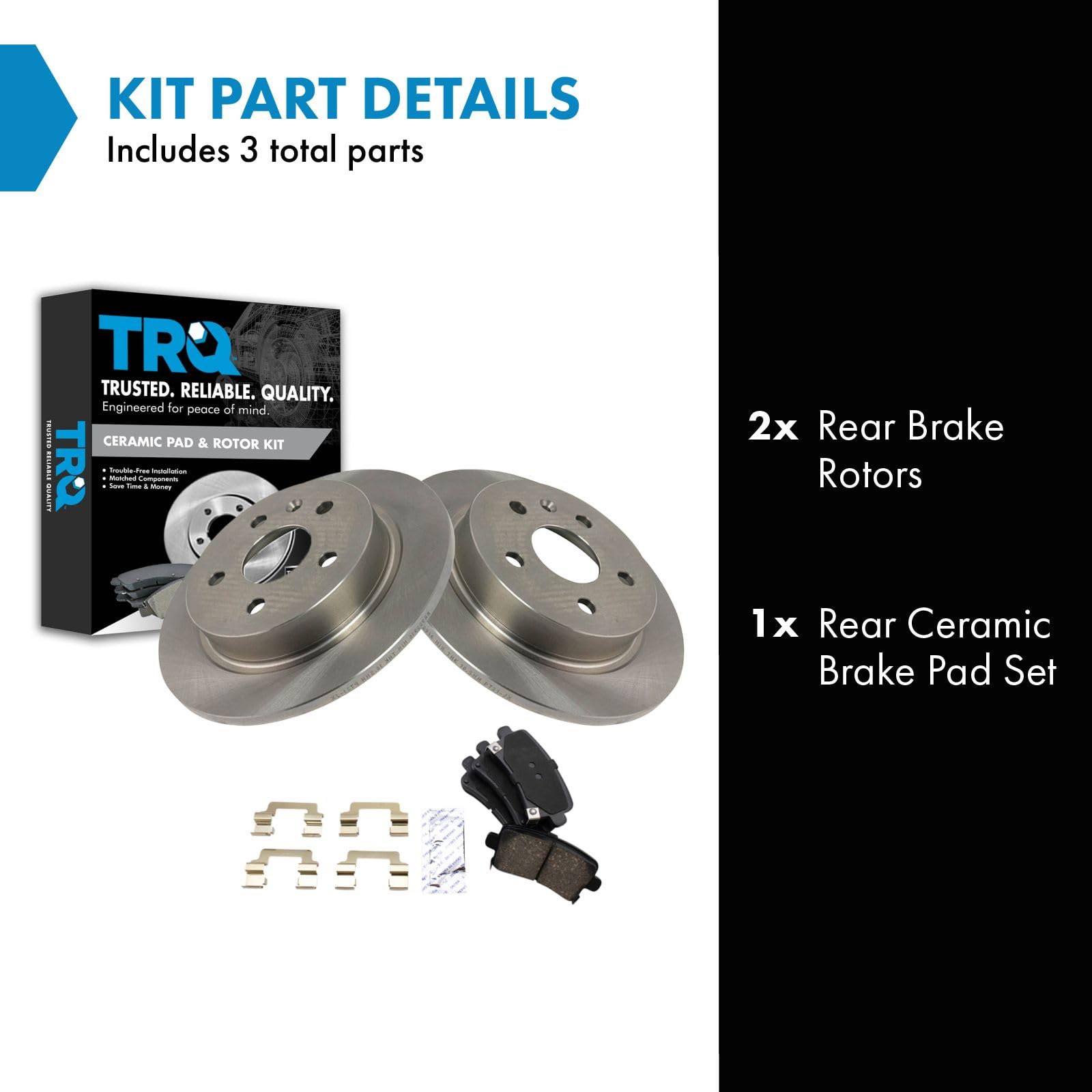Trq Rear Brake Pad & Rotor Kit Brake Pads Brake Rotor Ceramic Compatible With 2012-2016 Buick Lacrosse 2011-2017 Regal 2013-2015