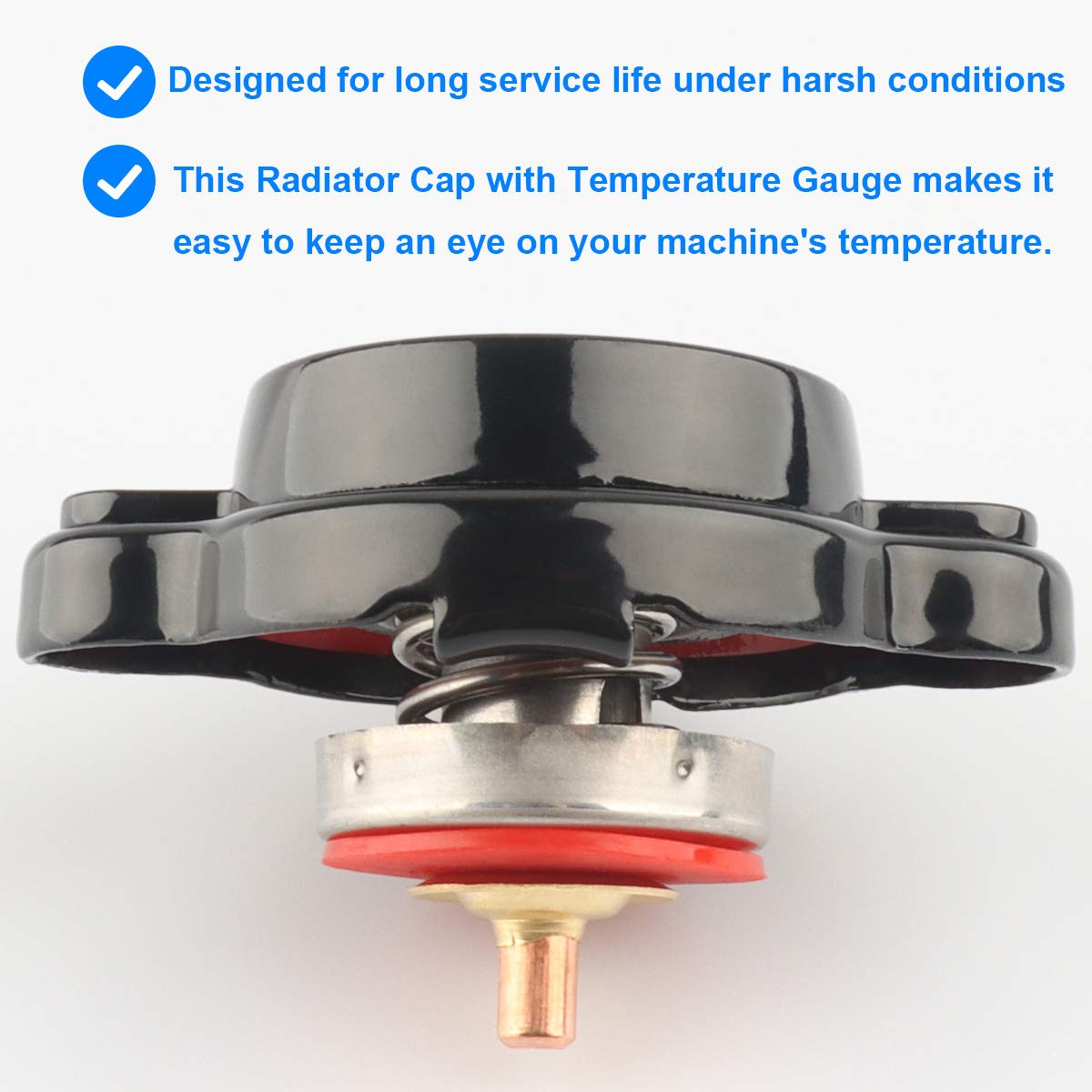 Allmotorparts High Pressure Radiator Cap with Temp Gauge, 1.8 Bar, 25.6psi for Honda, Kawasaki, Suzuki, Yamaha, ATV & Dirt Bikes - Silver/Gray