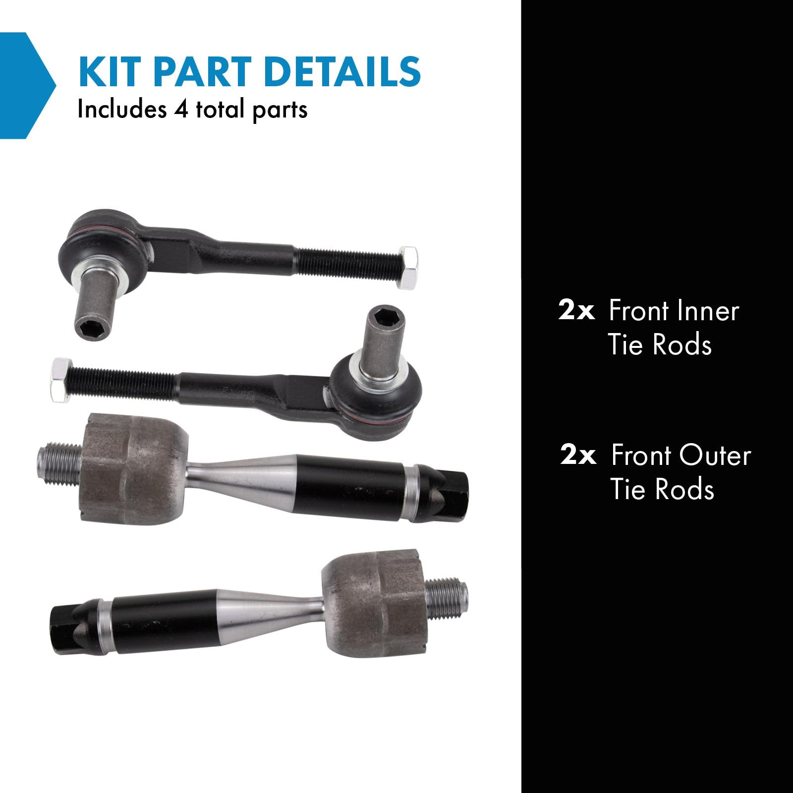 Trq Front Tie Rod Set Compatible With 2006-2011 Audi A6 2005-2011 A6 Quattro 2007-2011 S6