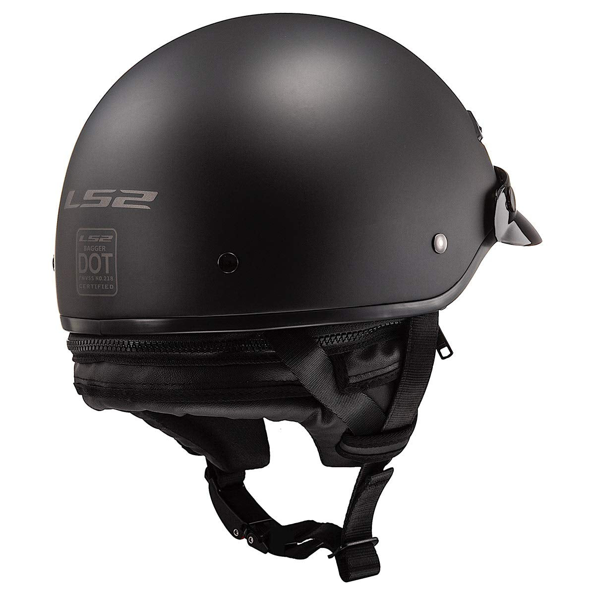 Ls2 Helmets Bagger Motorcycle Half Helmet (Matte Black - X-Large)