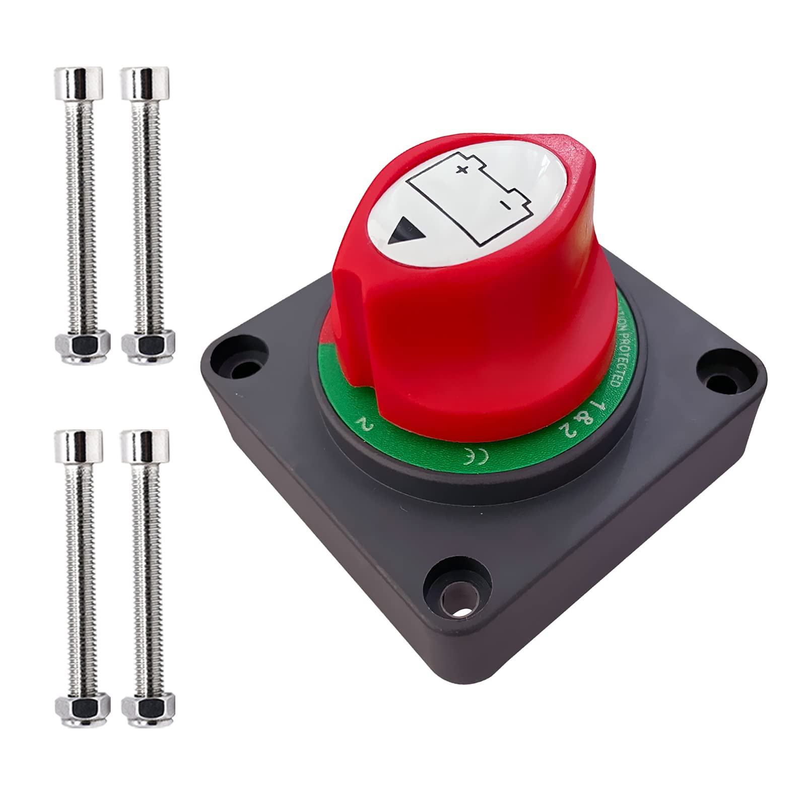 Ampper Panel Mounted 1-2-Both-Off Battery Disconnect Switch, 12-48 V Battery Master Cut Shut Off Isolator Switch For Car, Rv, Bo