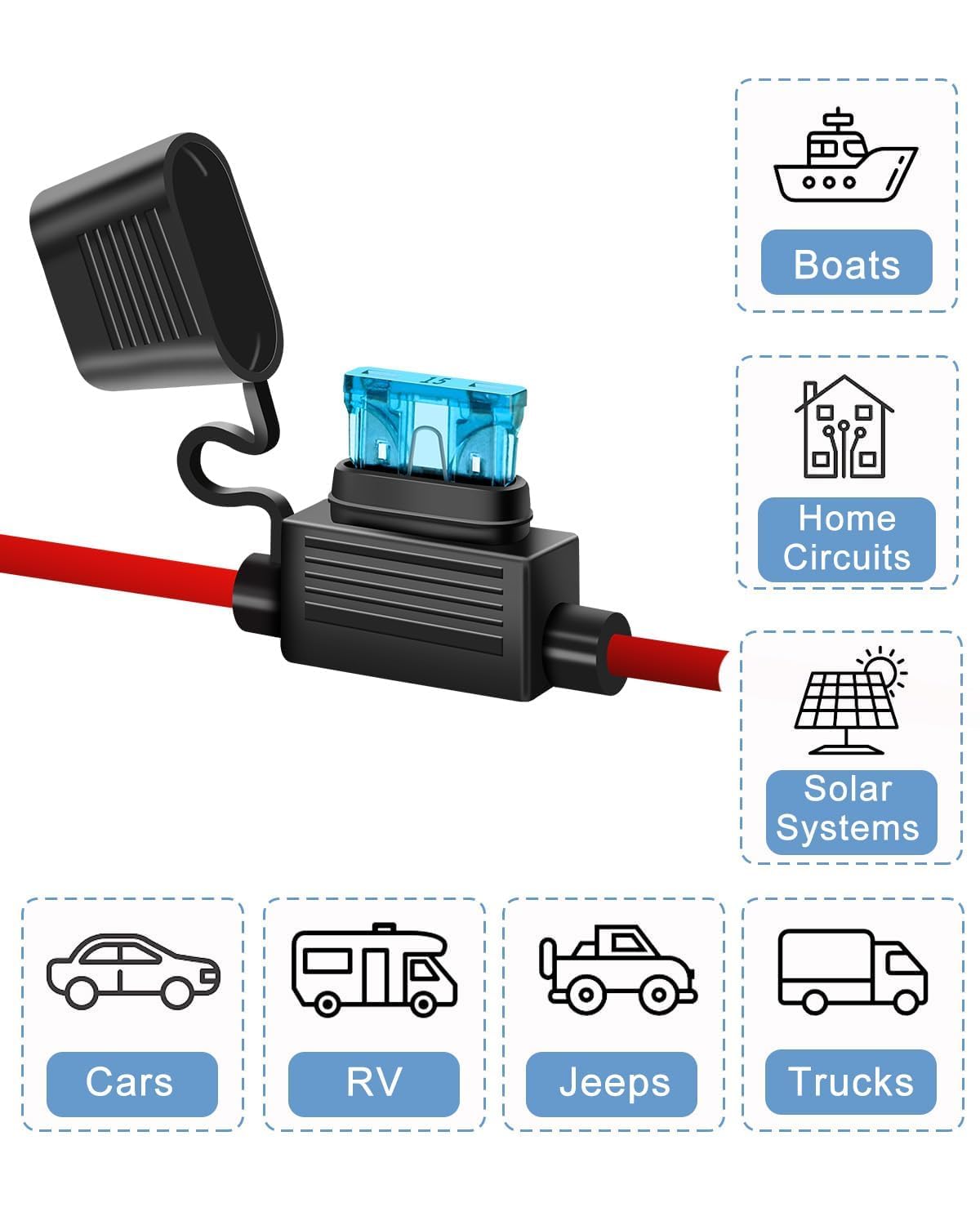 6 Pack 14Awg Inline Fuse Holder - 14 Gauge Automotive Blade In Line Fuse Holder With 6Pcs 15 Amp Atc/Ato Standard Fuses