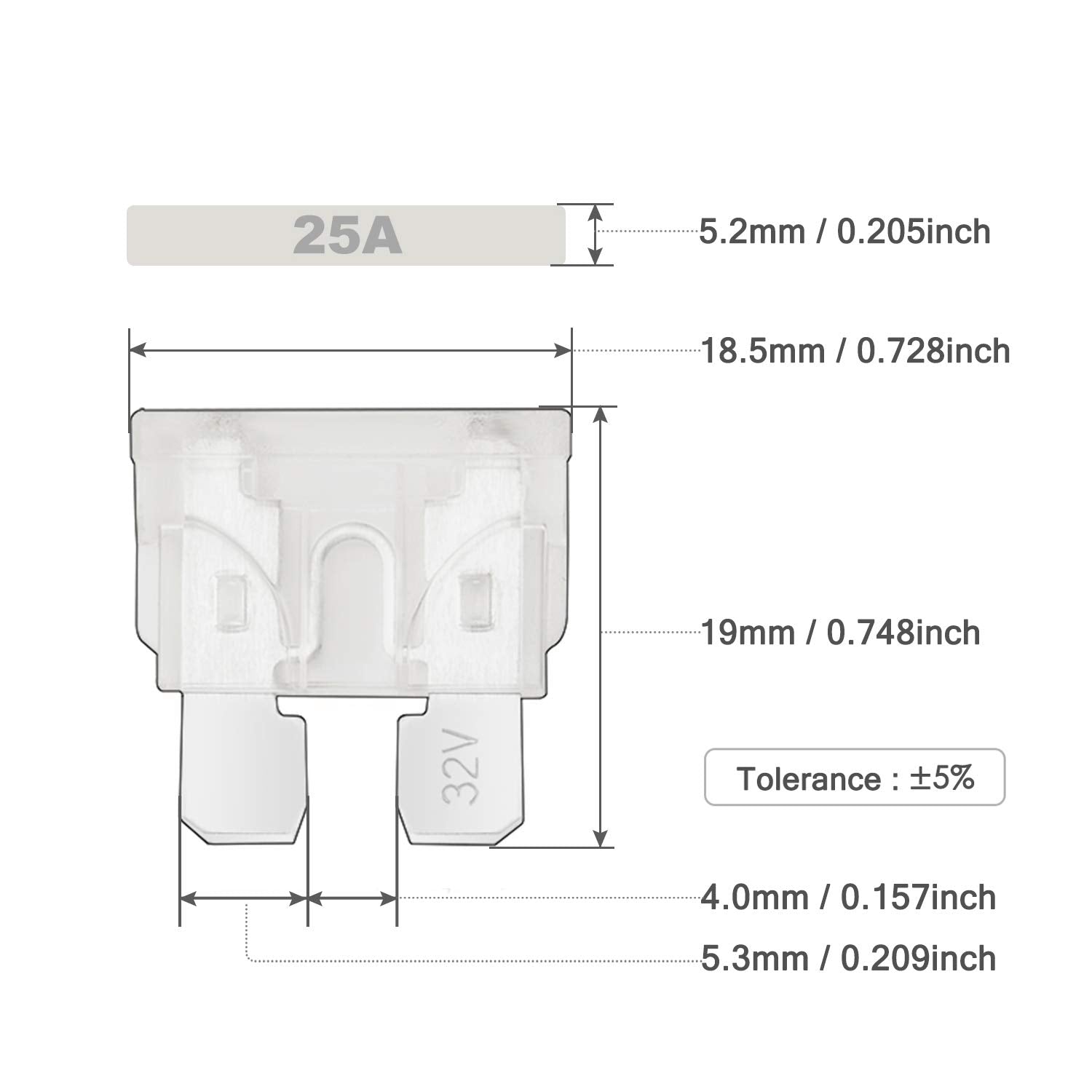 Chanzon Ul Listed 25A Auto Blade Fuse Standard Atc/Ato/Apr 25 Amp 32V 10Pcs Auto Fuse Sfast Blow For Automotive Car Rv Truck Suv