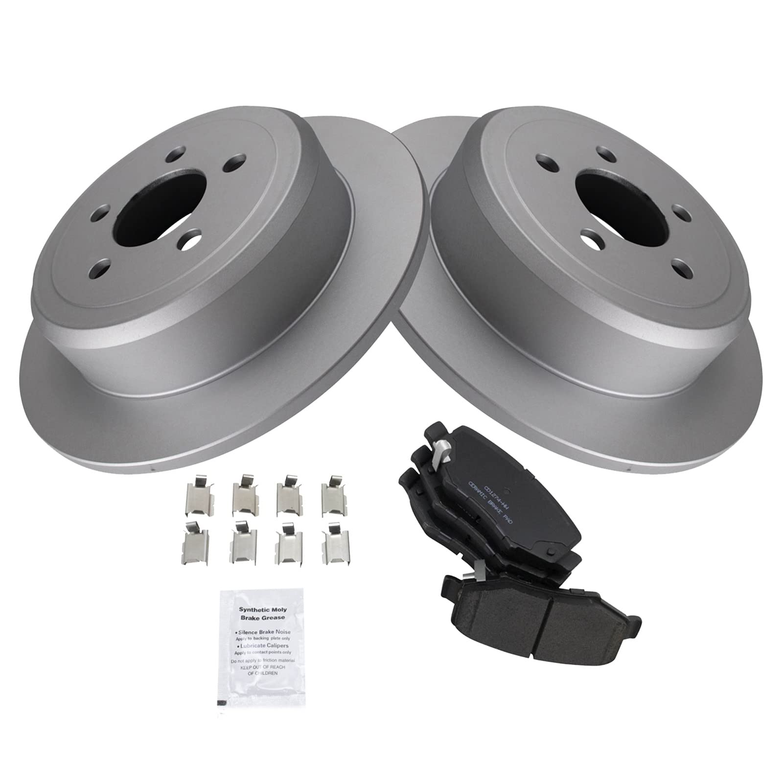 Trq Rear Brake Pad & Rotor Kit Brake Pads Brake Rotor Ceramic Premium G-Coated Compatible With 2007-2011 Dodge Nitro 2008-2012 J