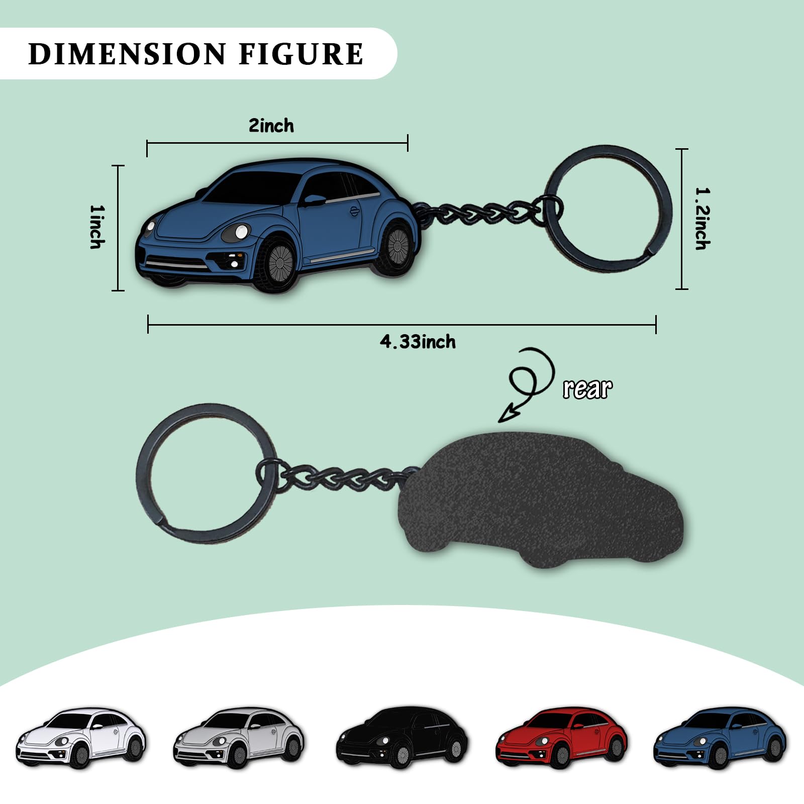 Glahorse For Volkswagen New Beetle Keychain，For Volkswagen New Beetle Accessories 2005-2022，Metal Keychain (Blue)