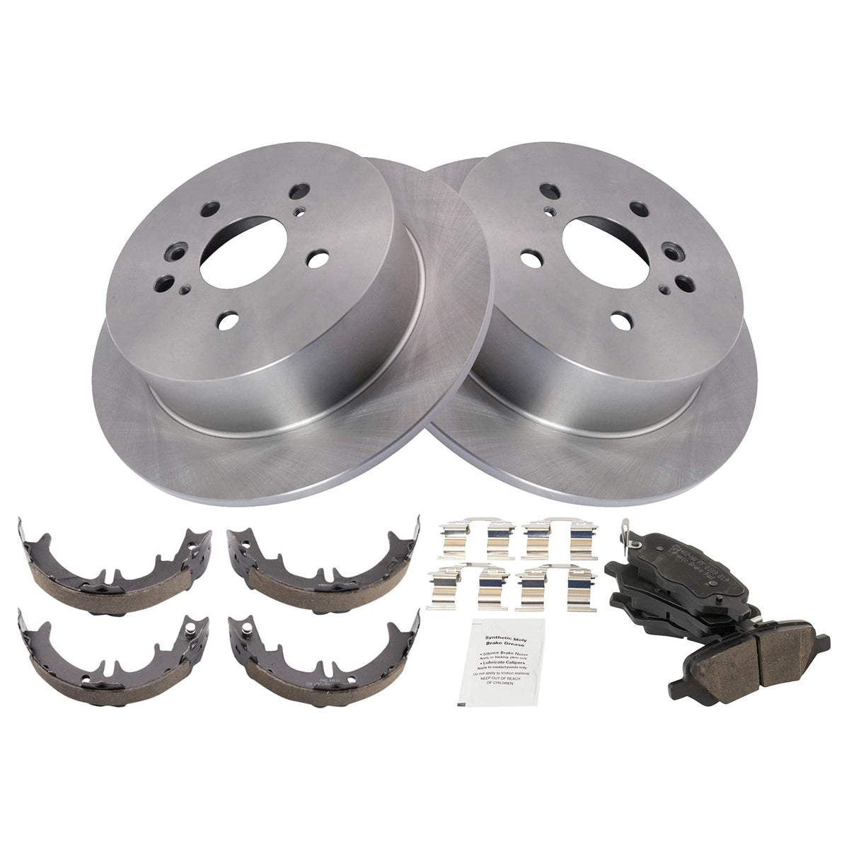 Trq Rear Brake Pad & Rotor Kit Brake Pads Brake Rotor Parking Brake Shoe Set Ceramic Compatible With 2009-2015 Toyota Venza