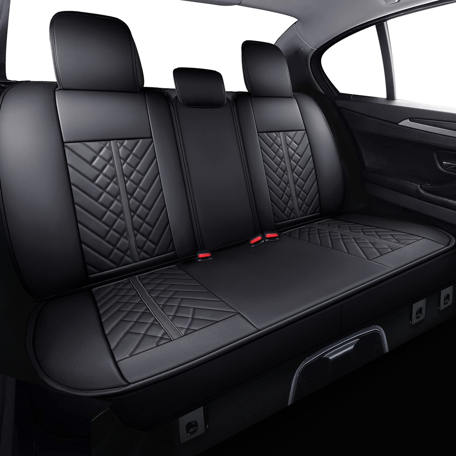 Tomatoman Toyota Tacoma Rear Seat Covers 2005-2022 Access Double Extended Cab Truck Back Cushions(Rear Seat/Black)