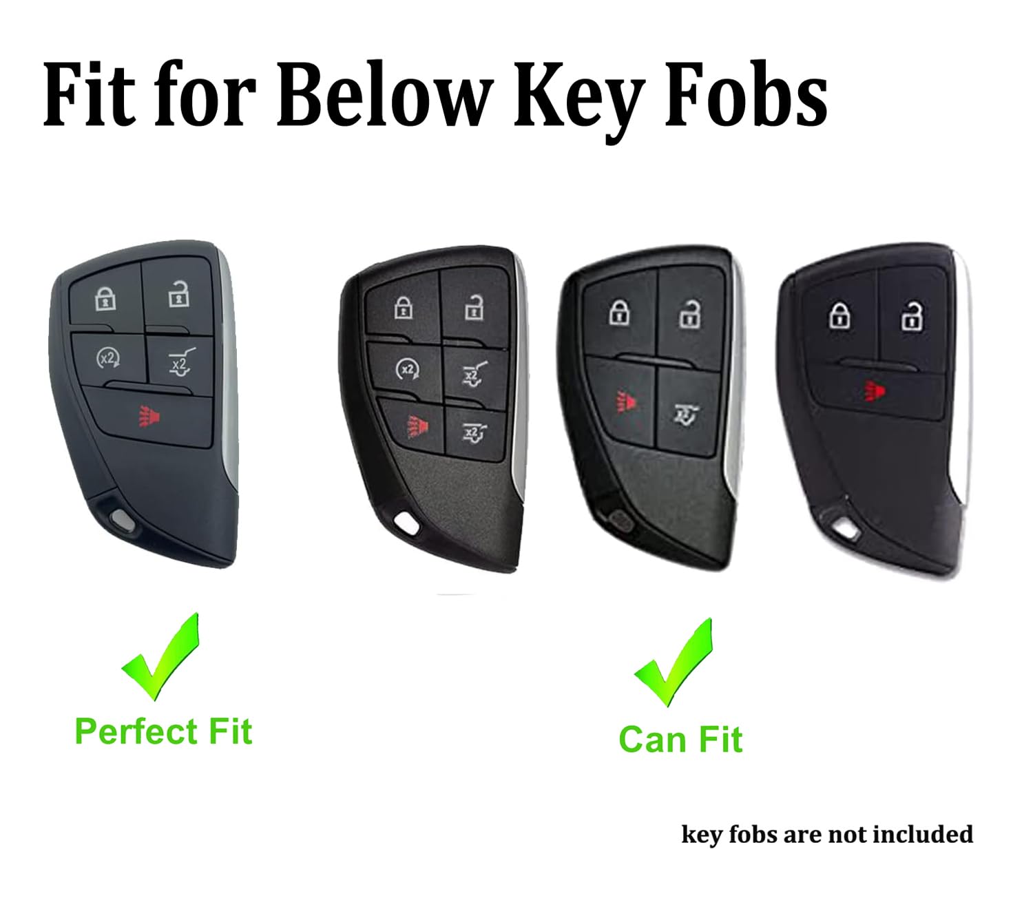 Arruweer Key Fob Cover Keychain Fit For 2022 2023 Chevrolet Silverado 1500 Gmc Sierra 1500 5 Buttons Smart Key Shell Protector