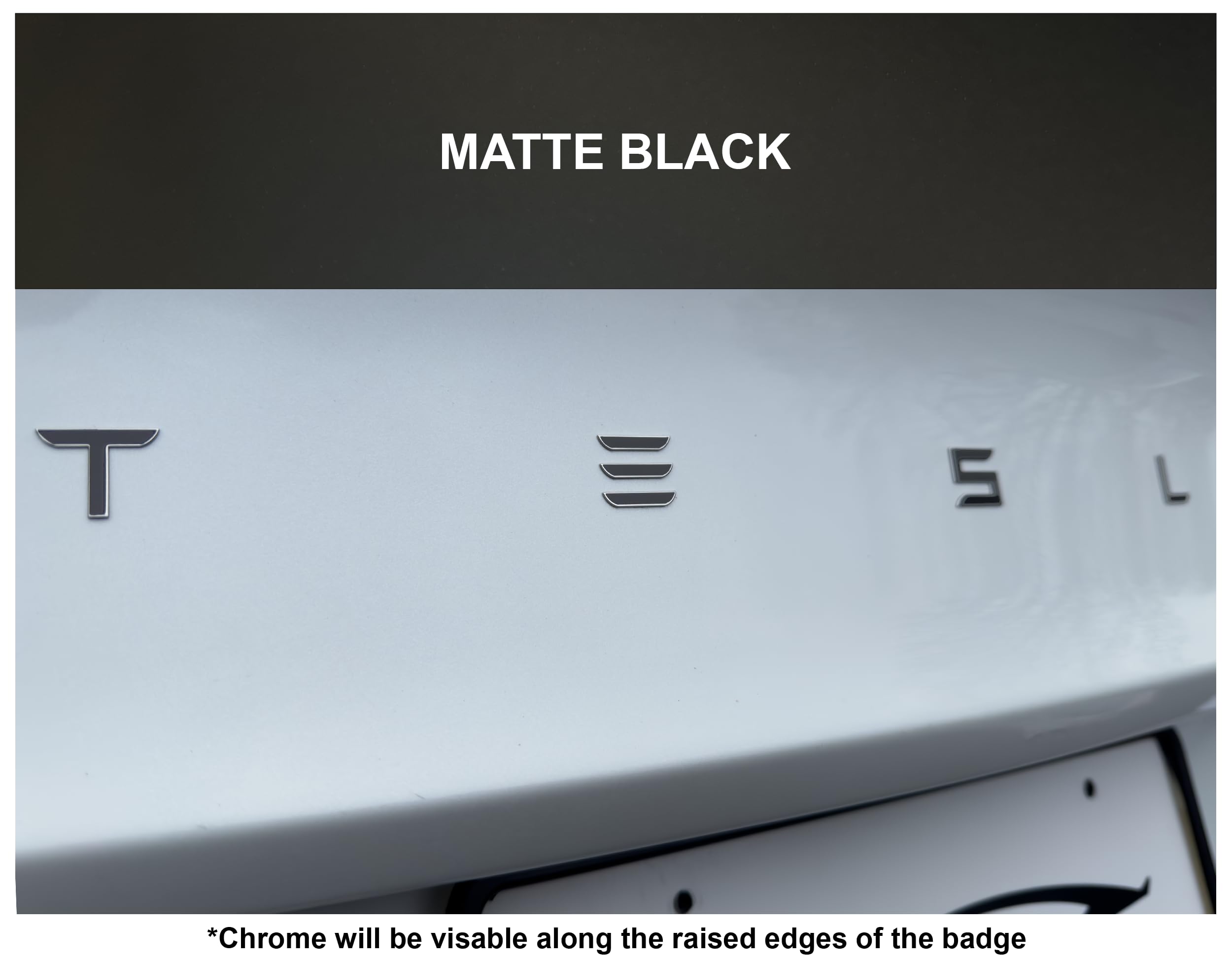 Custom Cut Graphics Vinyl Logo Wrap For Tesla Model 3 (2024 To Current), Standard Wrap, 2 Pc-Set (Matte Black)