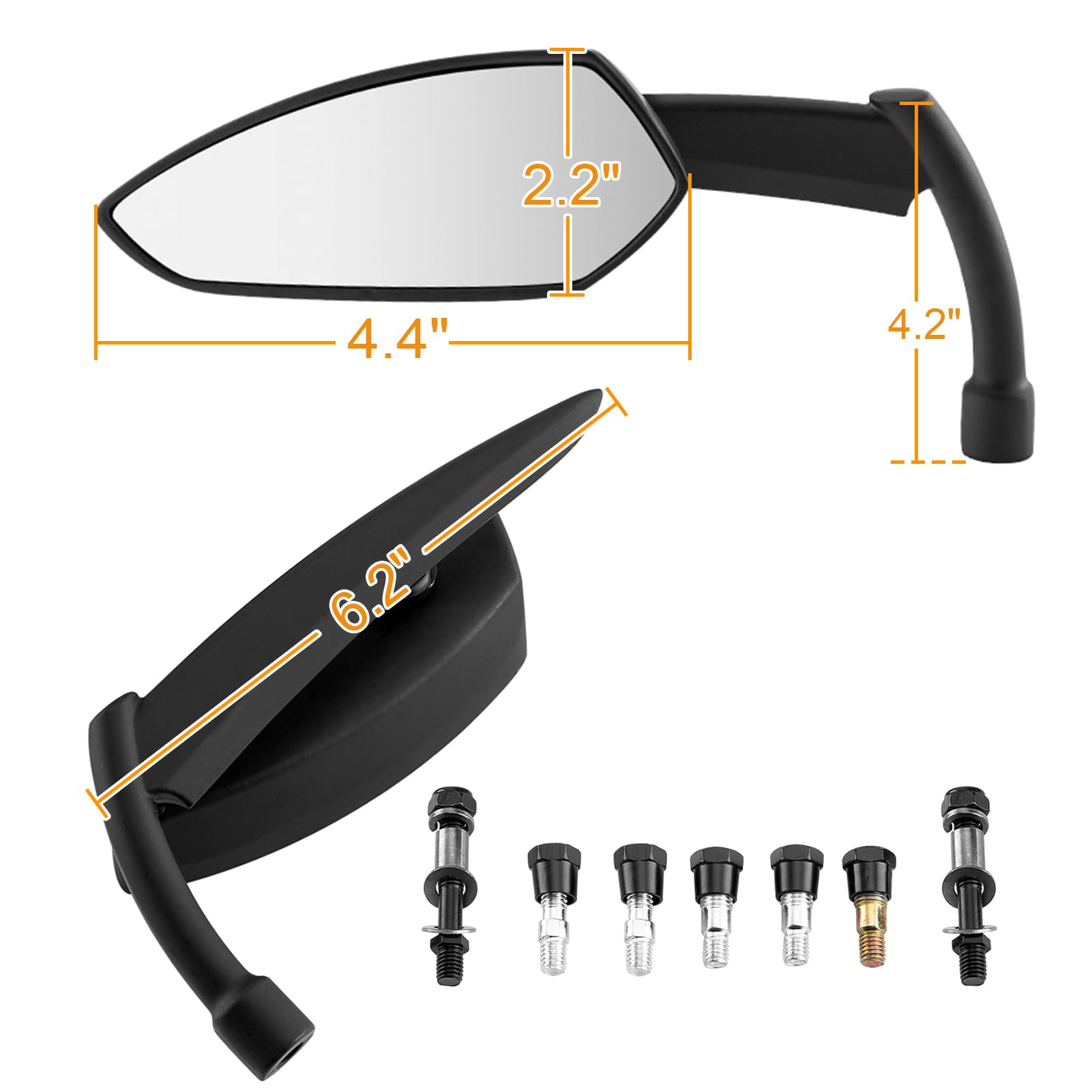 Mofun Mirrors Black Spear Blade Mirrors Compatible With 1982-2024 Harley Sportster Dyna Softail Road King Street Road Electra Glide With 8Mm Or 10Mm Clockwise Bolts