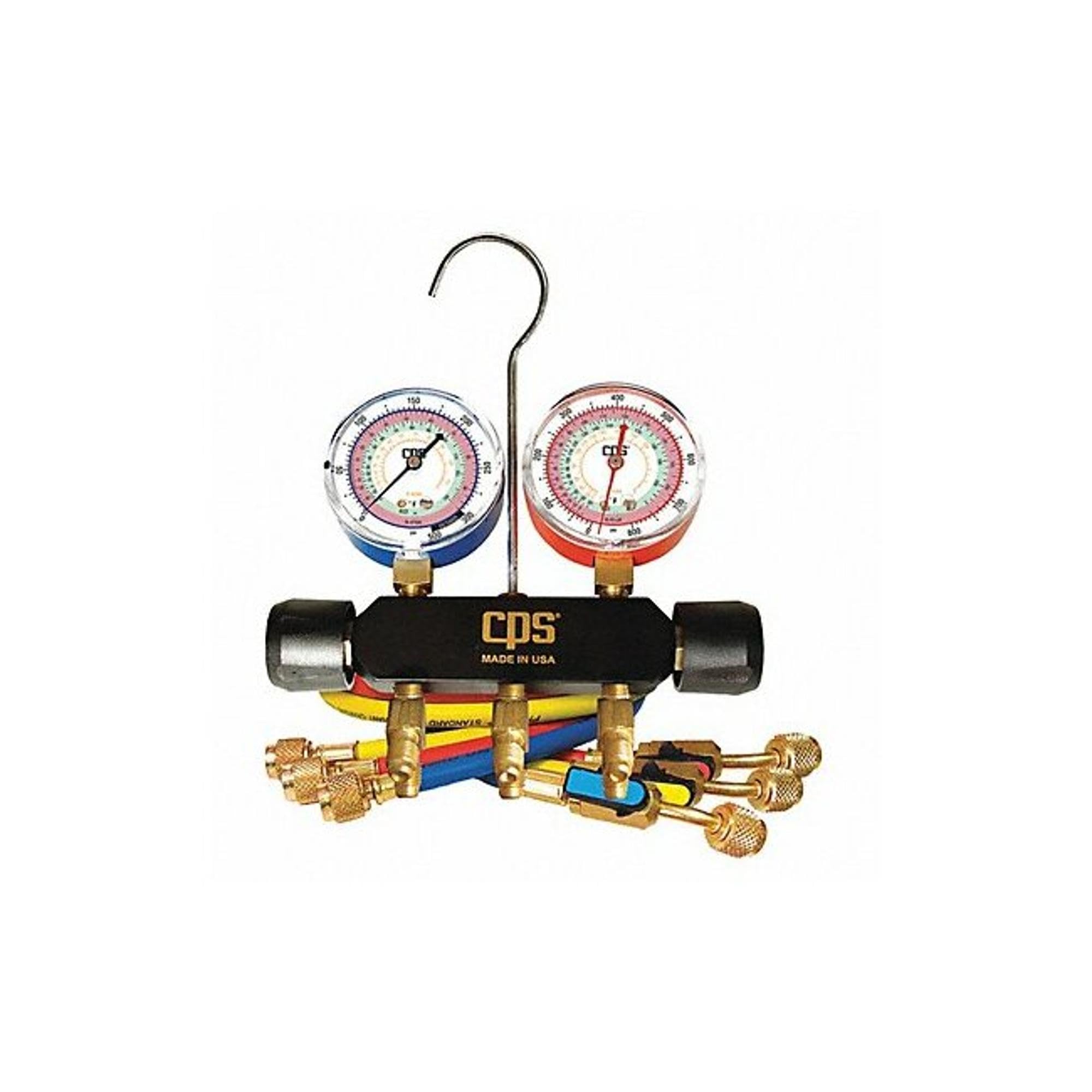 CPS MBHP5E 2-Valve Manifold and Gauge Kit | Durable Anodized Aluminum Construction | Accurate 2.5in Gauges with Silicon Dampenin