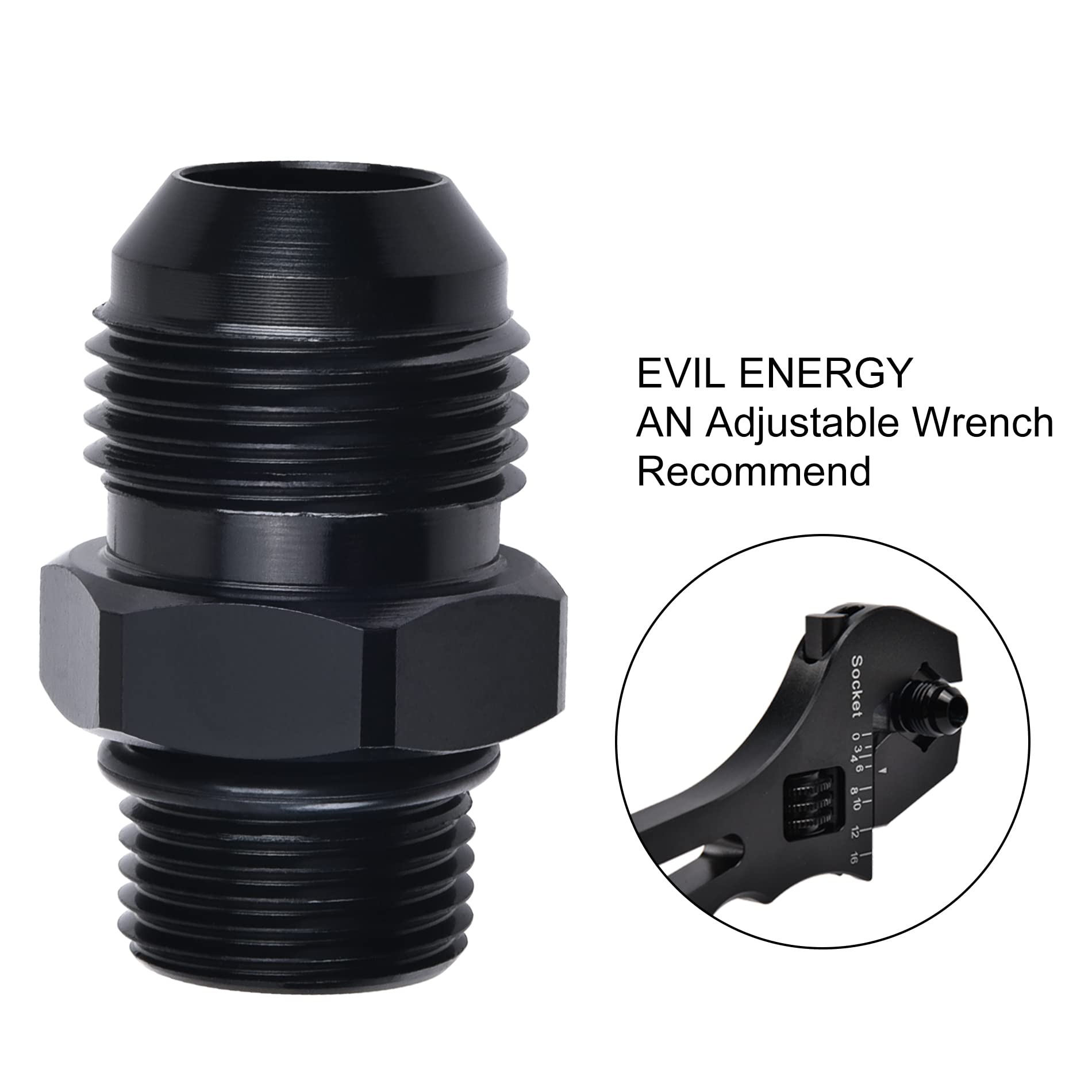 Evil Energy 10An Male Flare To M18 X 1.5Mm Male Metric Fitting Adapter Aluminium Alloy 2Pcs
