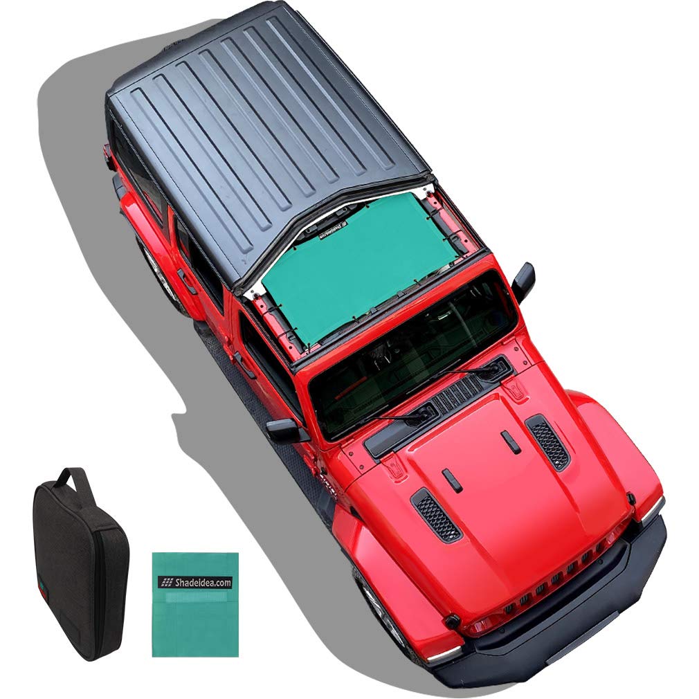 Shadeidea Sun Shade Top For Jeep Wrangler Jl, Jl 2 Door Jlu 4 Door (2018-2023) Top Sun Shade, Jlu 4D Front - Tiff Blue Mesh Scre