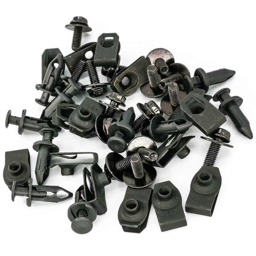 Mean Mug Auto Engine Under Cover Body Bolts Splash Shield Guard Retainer Bumper Fender Liner Fastener Rivet Clips and Extruded U-Nuts Kit for Nissan Infiniti (35Pcs - Body Bolt - Clips - Kit)