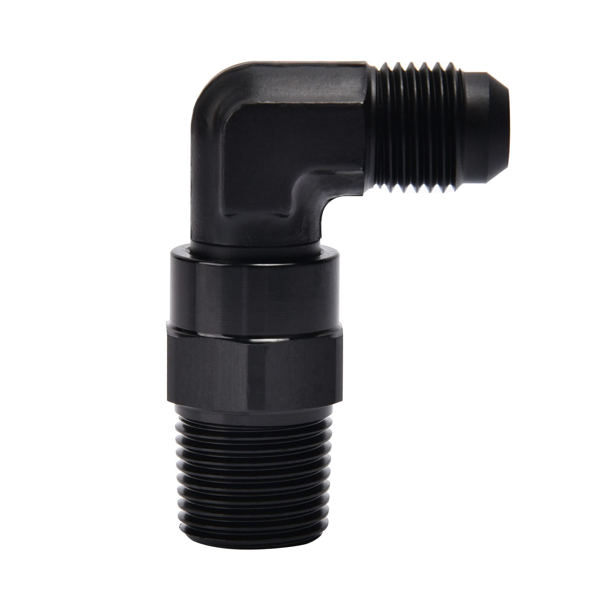 Evil Energy 6An Male Flare To 3/8 '' Npt 90 Degree Swivel Fitting Adapter Aluminum Black
