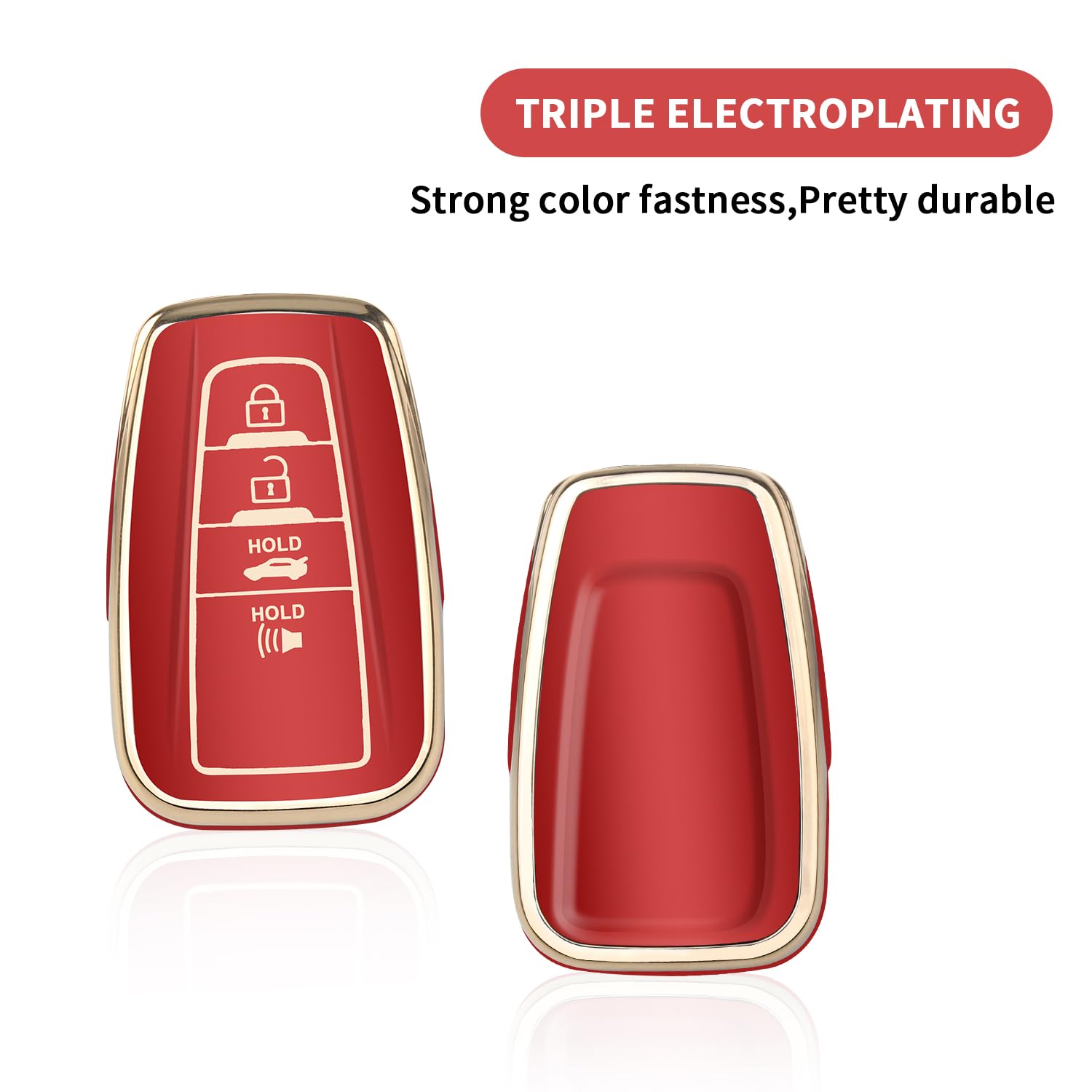 Qbuc For Toyota Key Fob Cover With Keychain Suitable For Highlander Rav4 Camry Avalon C-Hr Corolla Gt86 Premium Tpu Key Fob Case