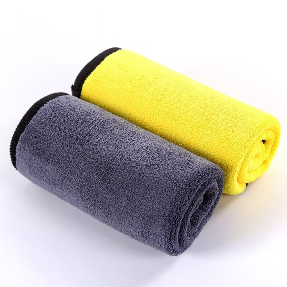 Microfiber Cleaning Cloth 800 GSM with Silk Banded Edges, 30*30cm Extra Thick Ultra Absorbent Towels for Car Detailing, Bike Cle