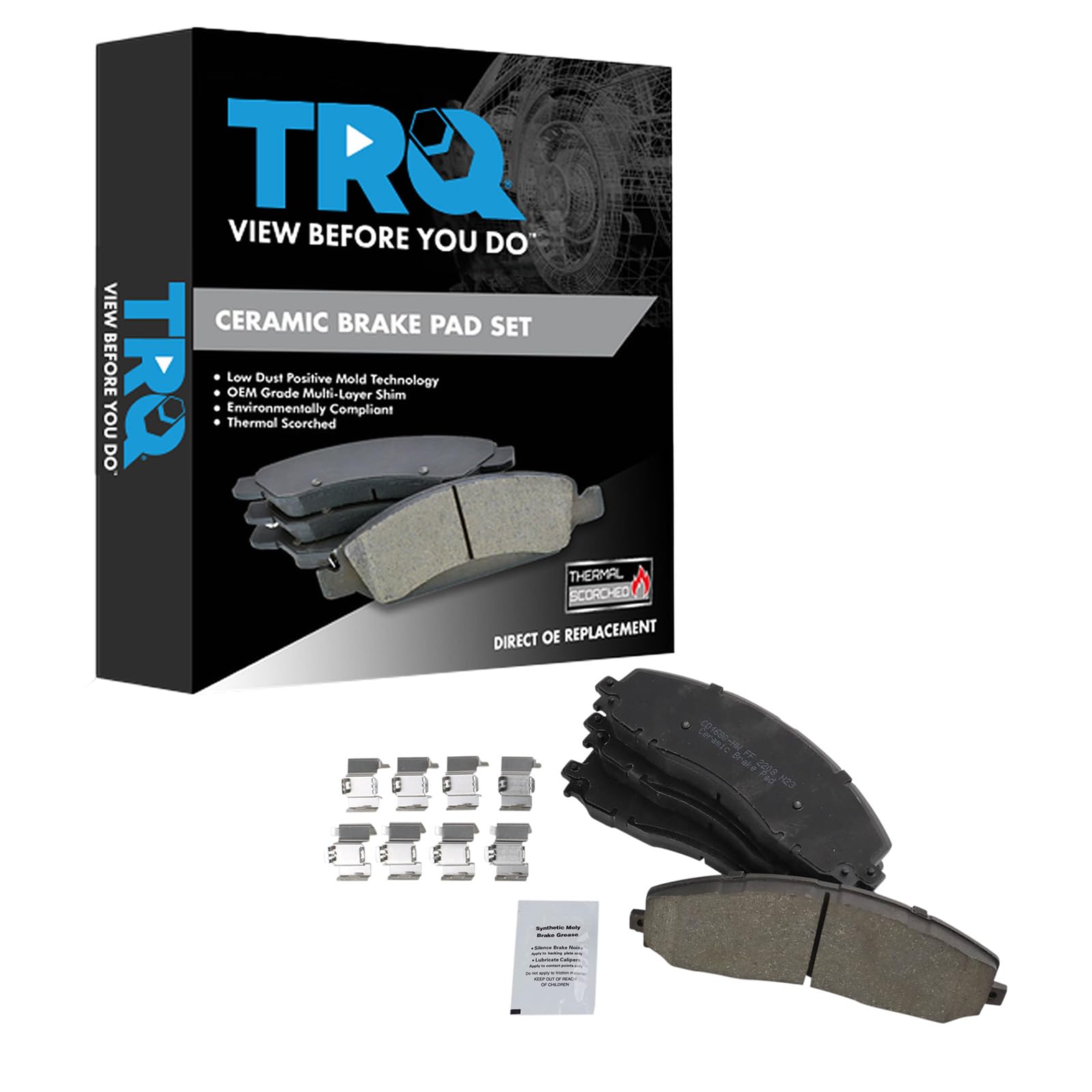TRQ Front Brake Pads Ceramic Compatible with 2013-2021 Ford F-250 Super Duty F-350 Super Duty 2013-2016 F-450 Super Duty