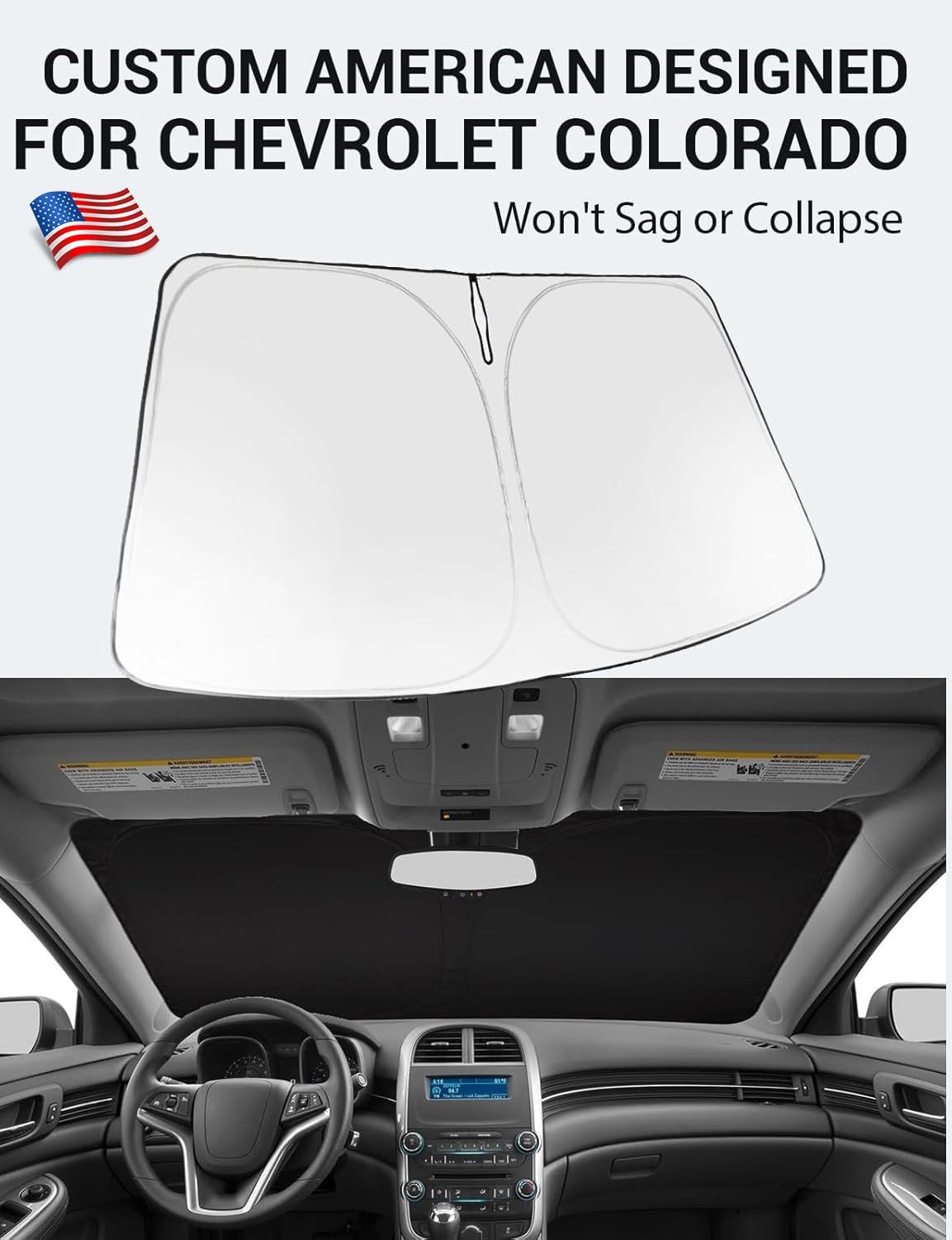 Proadsy 2025 Upgrade Windshield Sun Shade Custom Fit Chevrolet Malibu 2013-2015 4-Layer Foldable Front Sunshade Protector Sun Vi