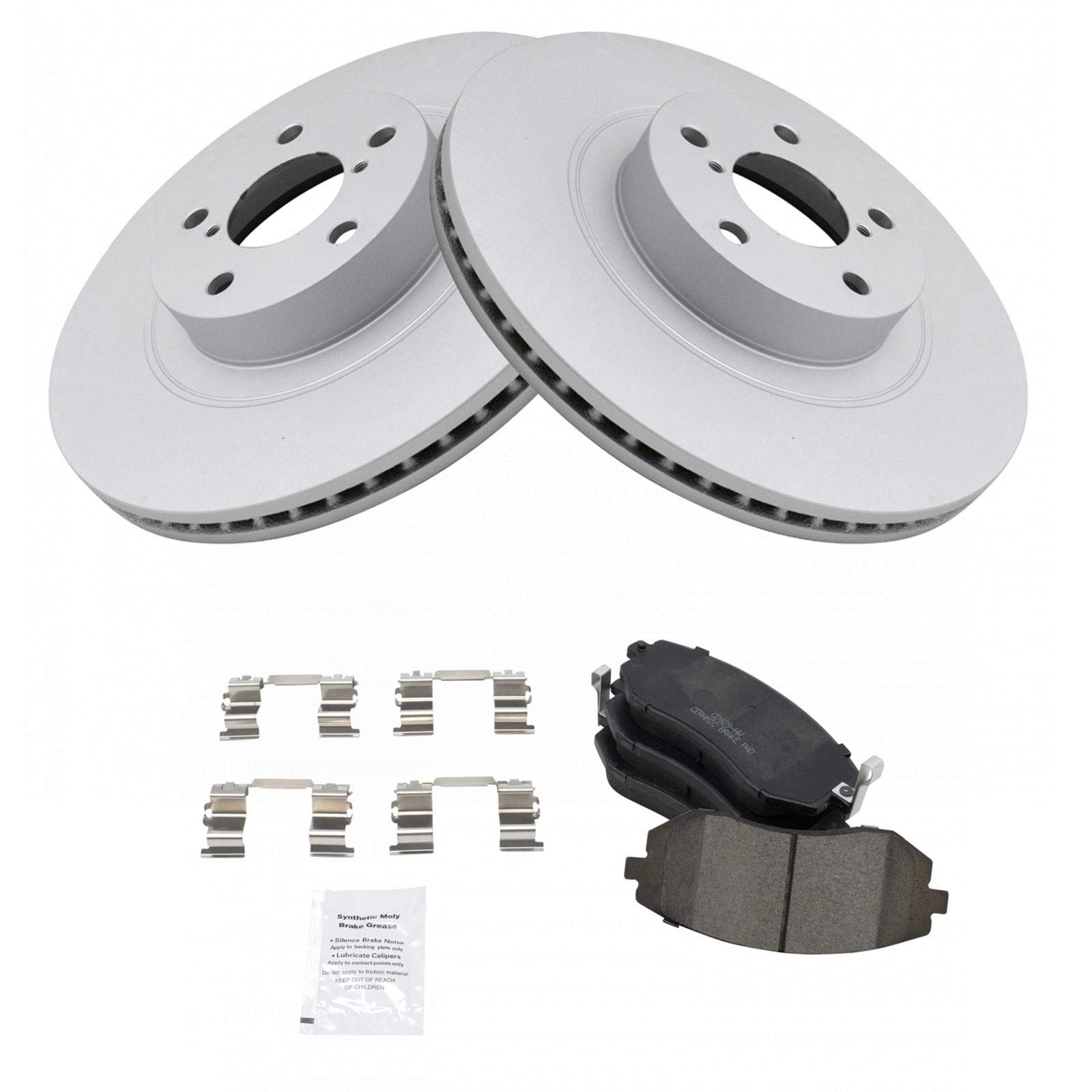 Trq Front Brake Pad & Rotor Kit Brake Pads Brake Rotor Ceramic Premium G-Coated Compatible With 2004-2006 Subaru Baja 2009-2010