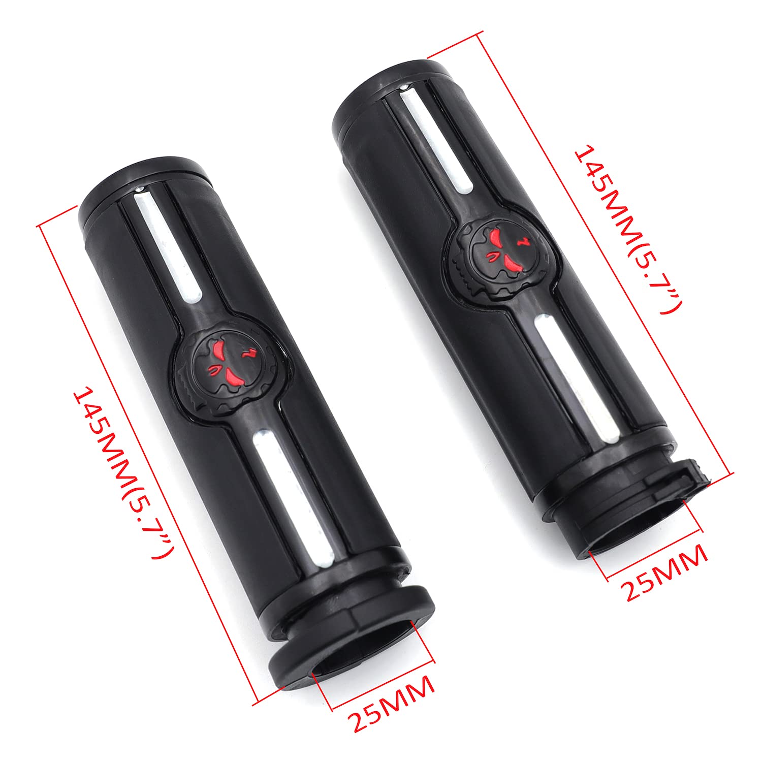Httmt Mt291-020A- Black Handlebar Skull Groove Hand Grips Compatible With Harley 96-Later Vrsc, Xl, Xr, Dyna, Softail (Except Fl