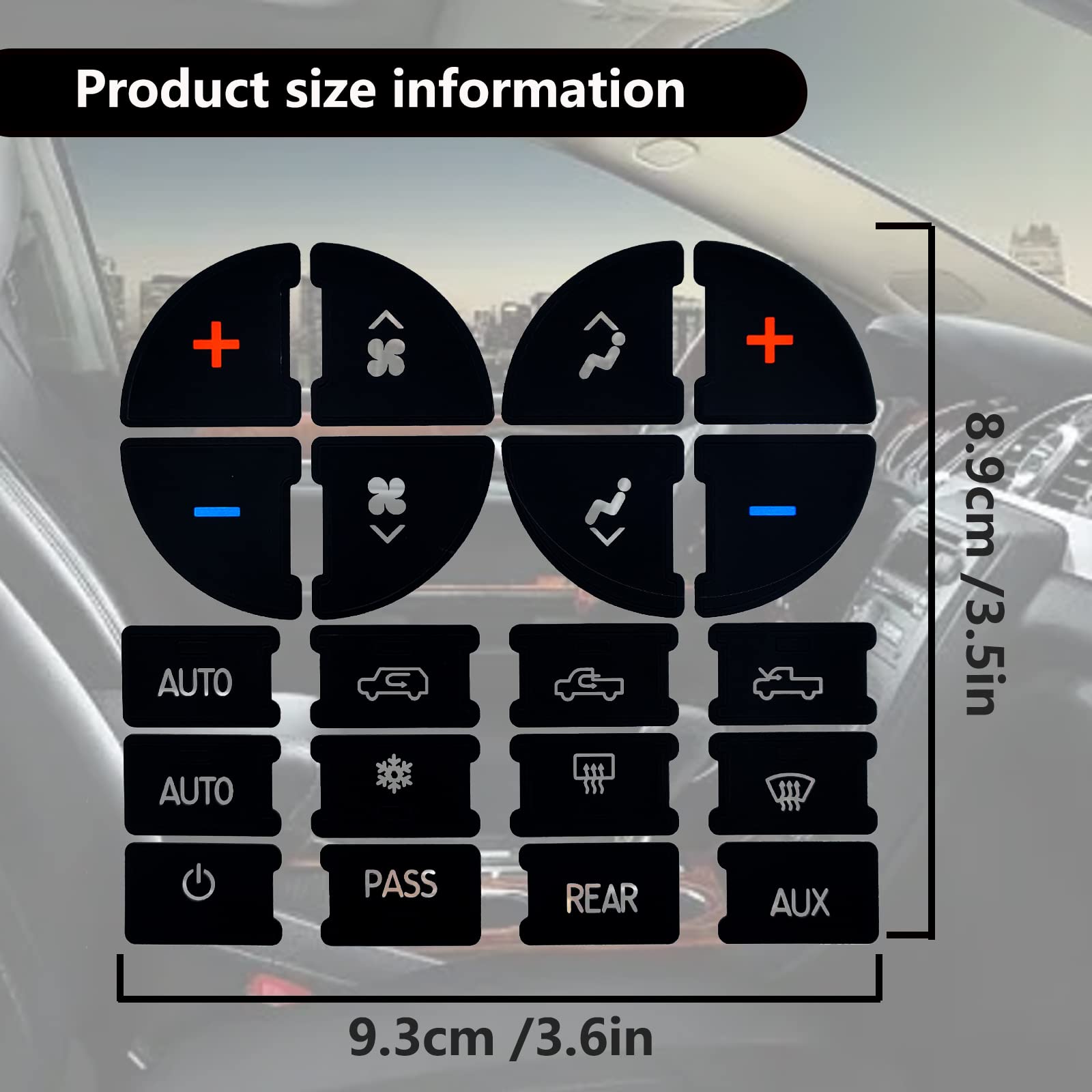 3 Packs Ac Dash Button Repair Kit Decal Stickers-Compatible With Chevy, For Fixing Ruined Faded A/C Control Buttons - Decal Repl