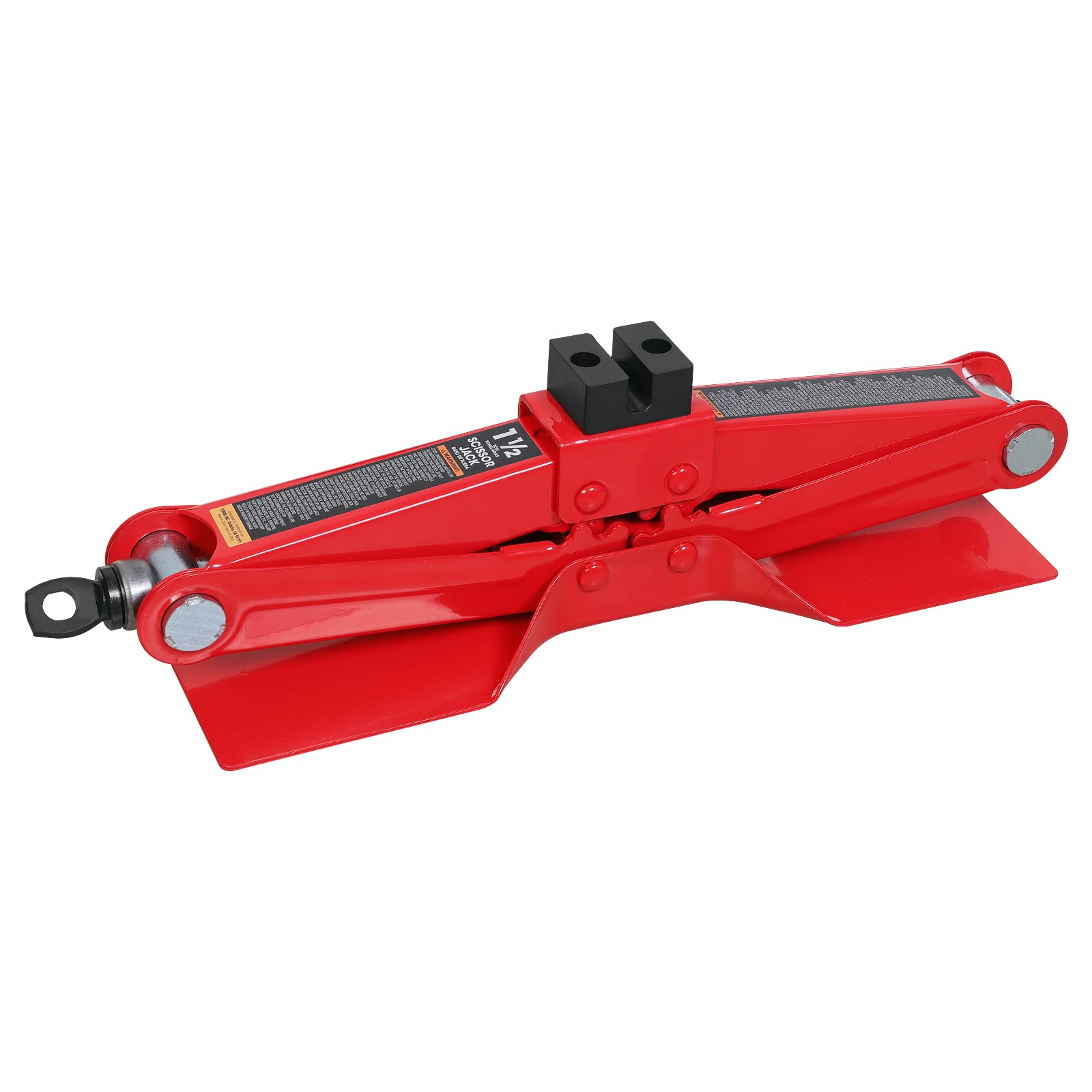 BIG RED AT10152S4R Torin Portable Steel Scissor Jack with S04 Engineering PVC Saddles: 1.5 Ton (3,000 lb) Capacity, Red