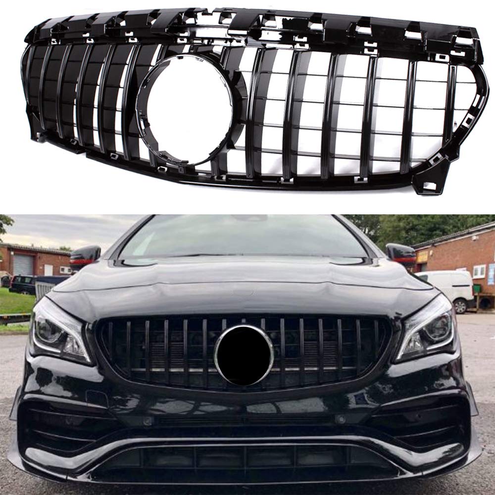 Front Racing Grills Suitable For Mercedes W117 Cla Class Cla200 Cla250 Cla45 Amg 2013-2019 (Black)
