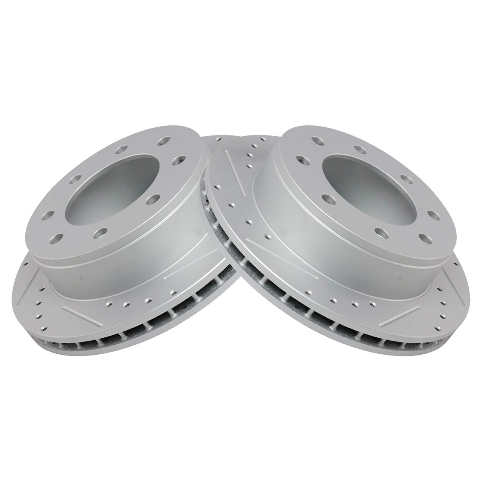 Trq Rear Performance Brake Rotors Set Premium G-Coated Cross Drilled & Slotted Compatible With 2008-2023 Chevrolet Express 2500