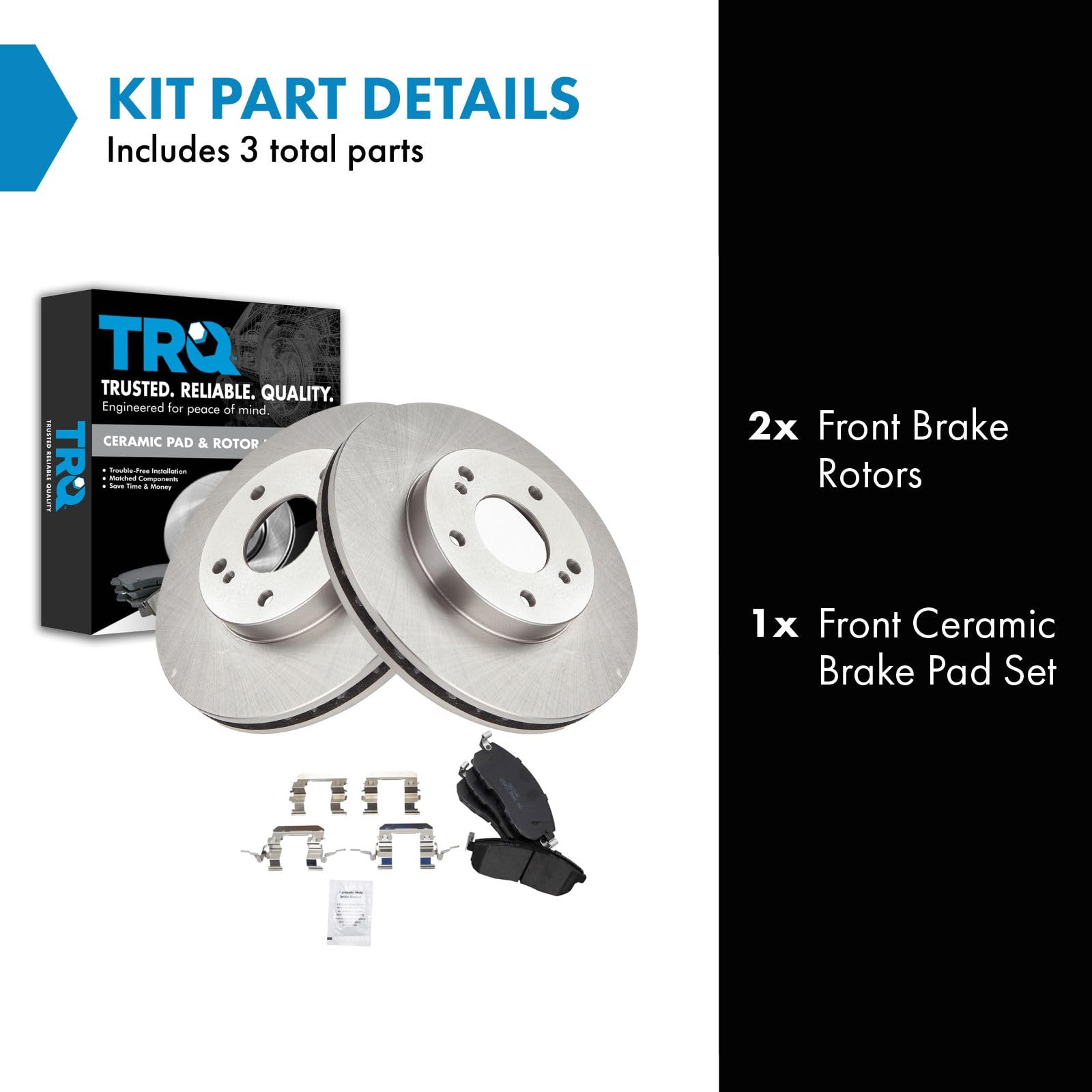 Trq Front Brake Pad & Rotor Kit Brake Pads Brake Rotor Ceramic Compatible With 2000-2001 Infiniti I30 Nissan Maxima