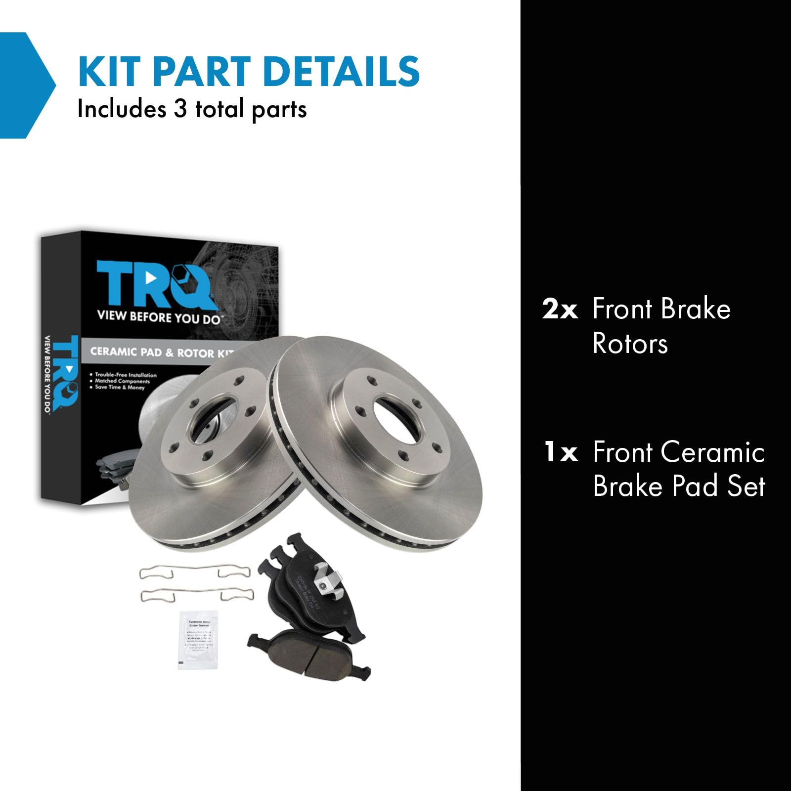 Trq Front Brake Pad & Rotor Kit Brake Pads Brake Rotor Ceramic Compatible With 2010-2013 Ford Transit Connect