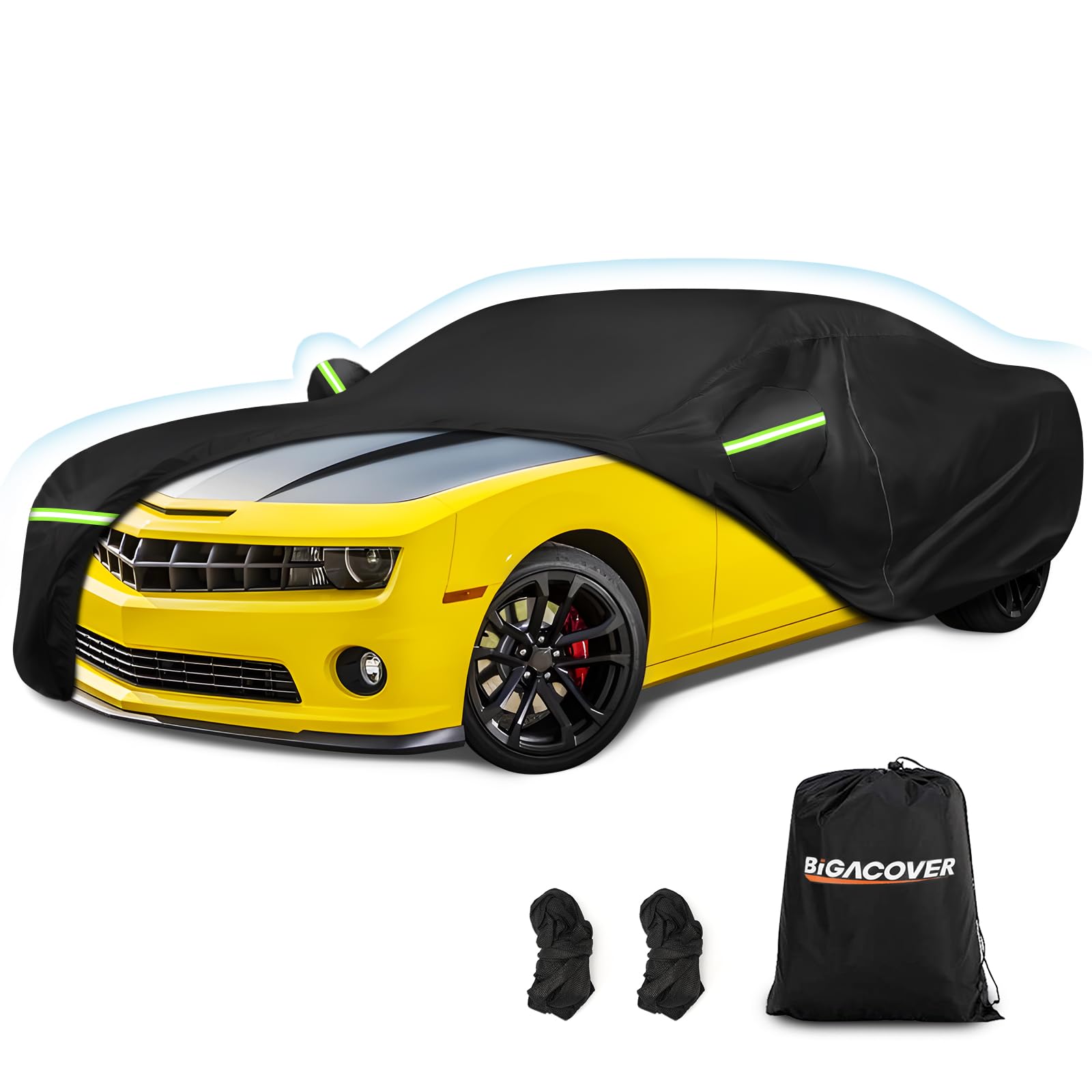 for Camaro Full Car Cover 2010-2025 All Weather, Outdoor Car Covers with Zipper and Soft Cotton Lining, Windproof Heavy Duty Wat