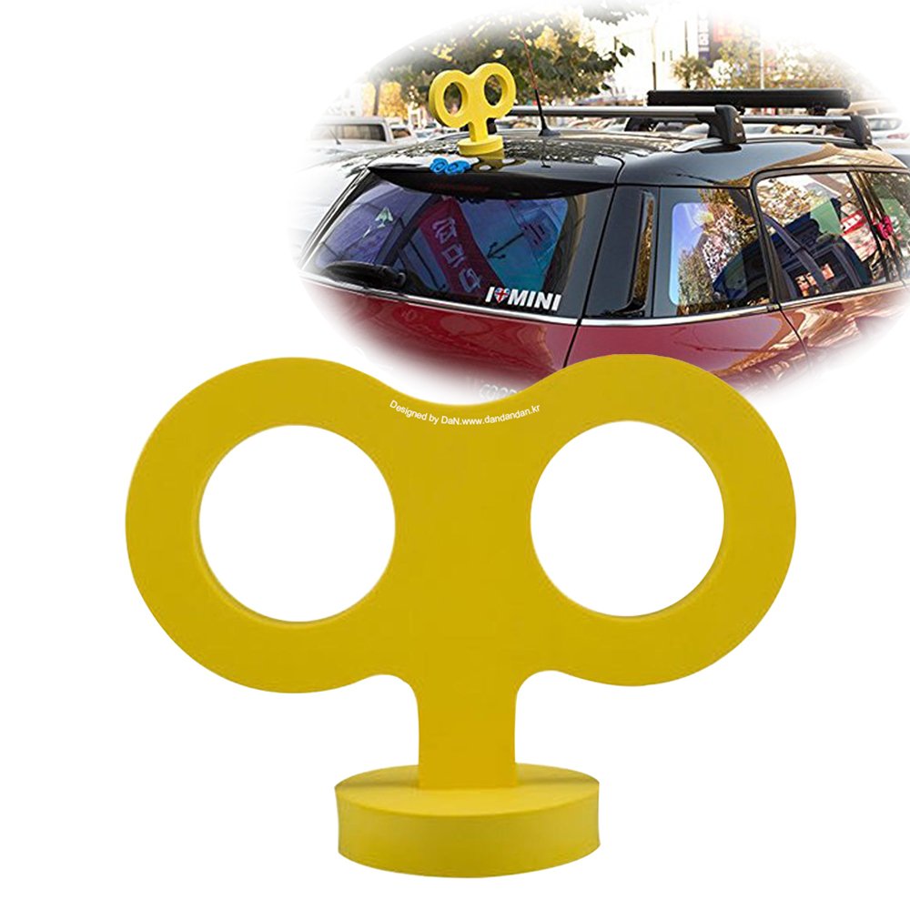 3D Car Wind Up Key, Cute Clockwork Wind Up Key For Back Of Car Roof Decoration (Yellow)