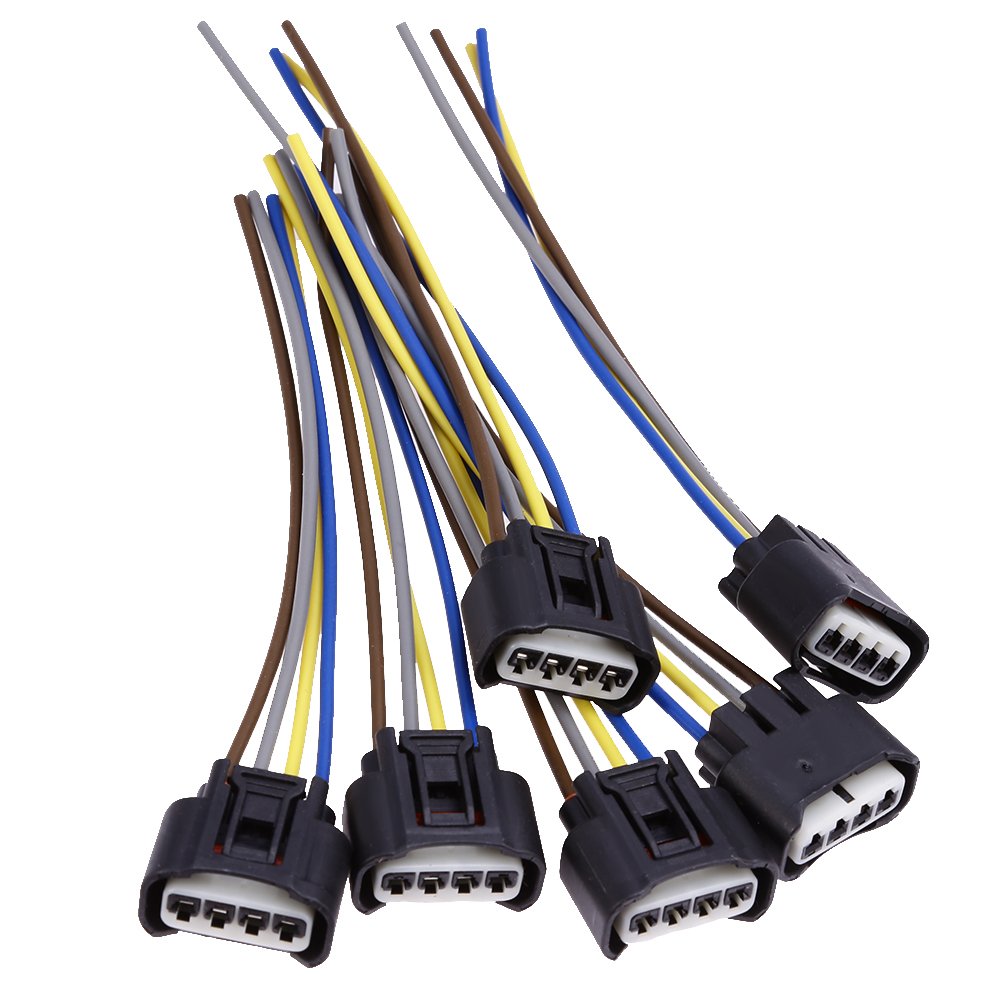 Saihisday 90980-11885 Ignition Coil Connector Plug Harness Replacement for Toyota Lexus 4-Way Female (Pack of 6)