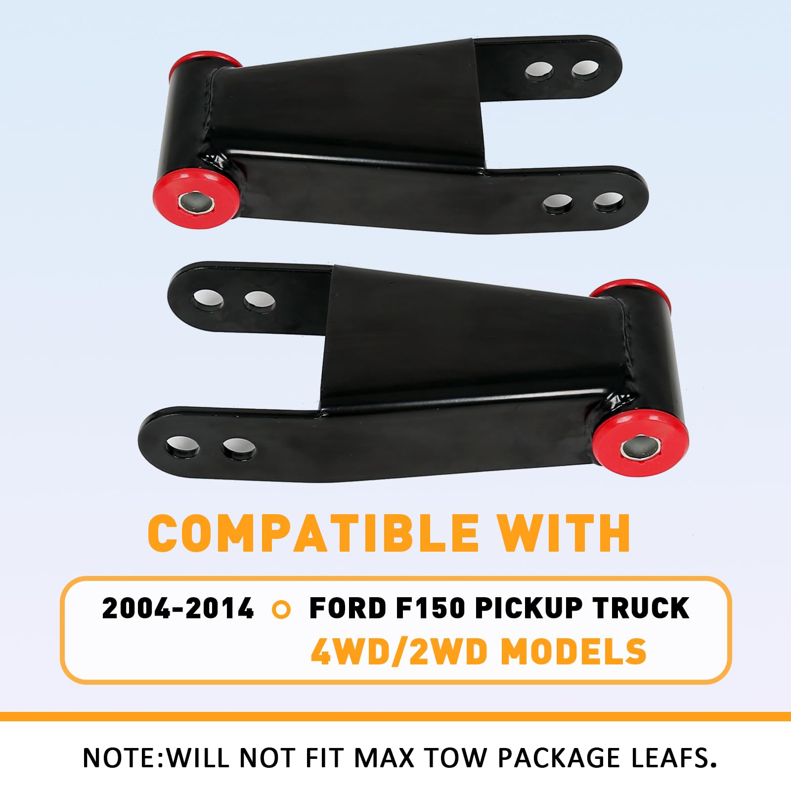 Ecotric 2''-3'' Lowering Drop Shackles Rear Compatible With 2004-2014 Ford F150 F-150 Rear Leveling Shackles Adjustable 2'' To 3