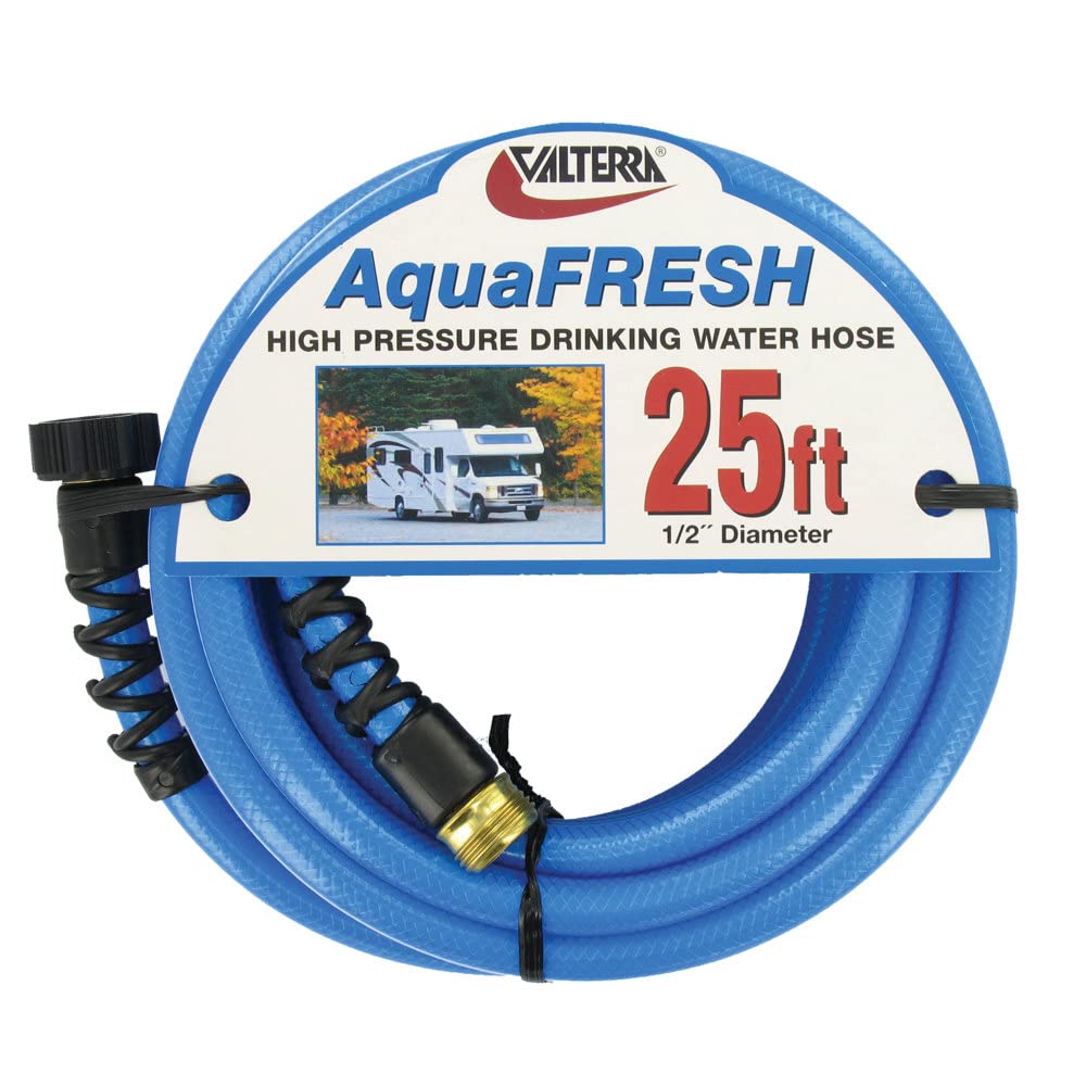 Valterra AquaFresh High Pressure Drinking Water Hose, Water Hose Hookup for RV - 1/2' x 25', Blue